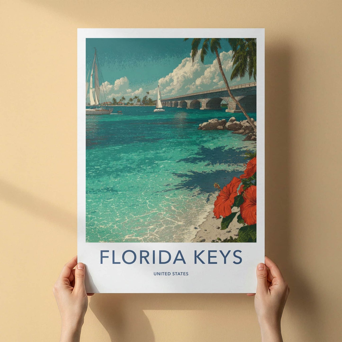 Florida Keys Poster - Florida Travel Art - Overseas Highway Gallery Art