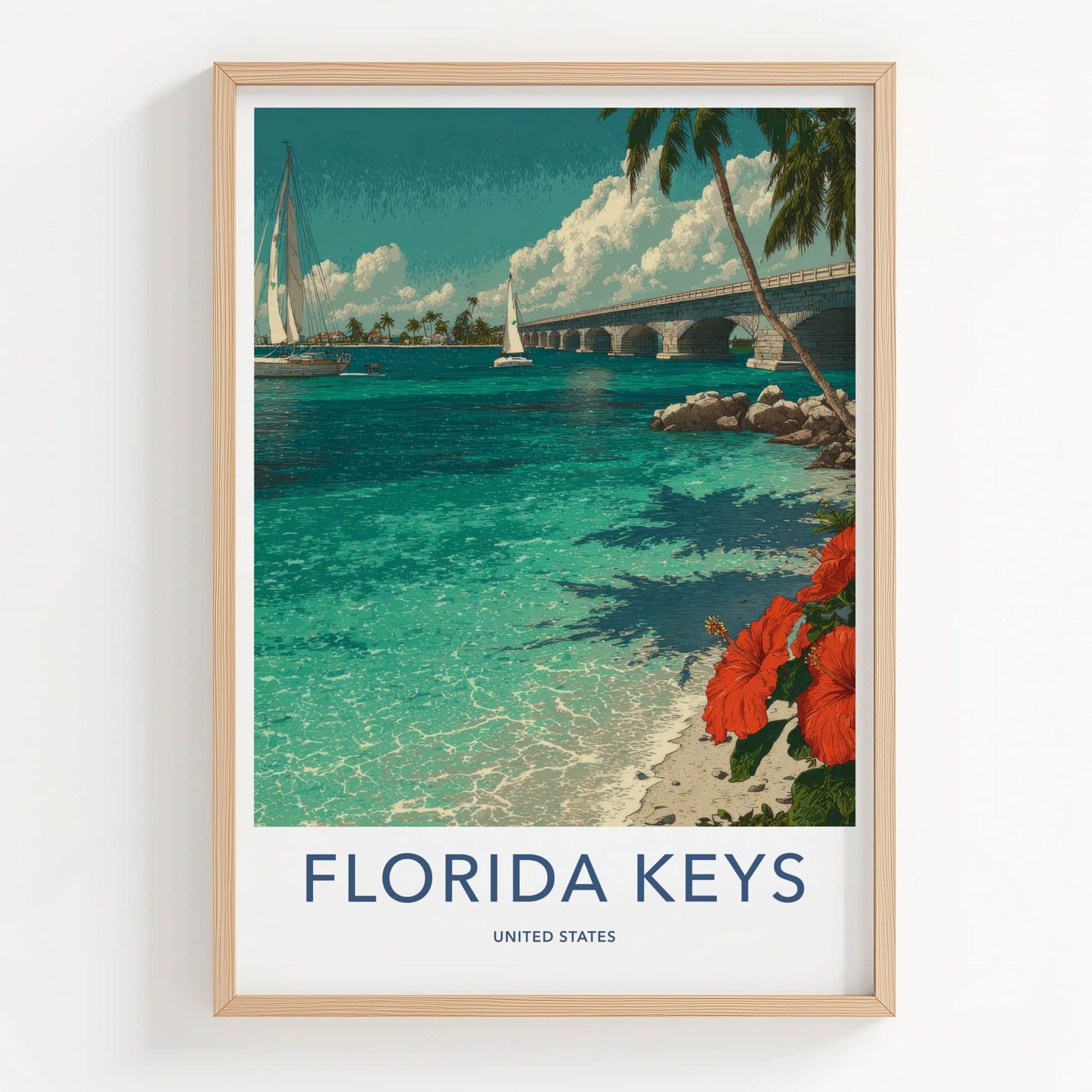 Florida Keys Poster - Florida Travel Art - Overseas Highway Gallery Art