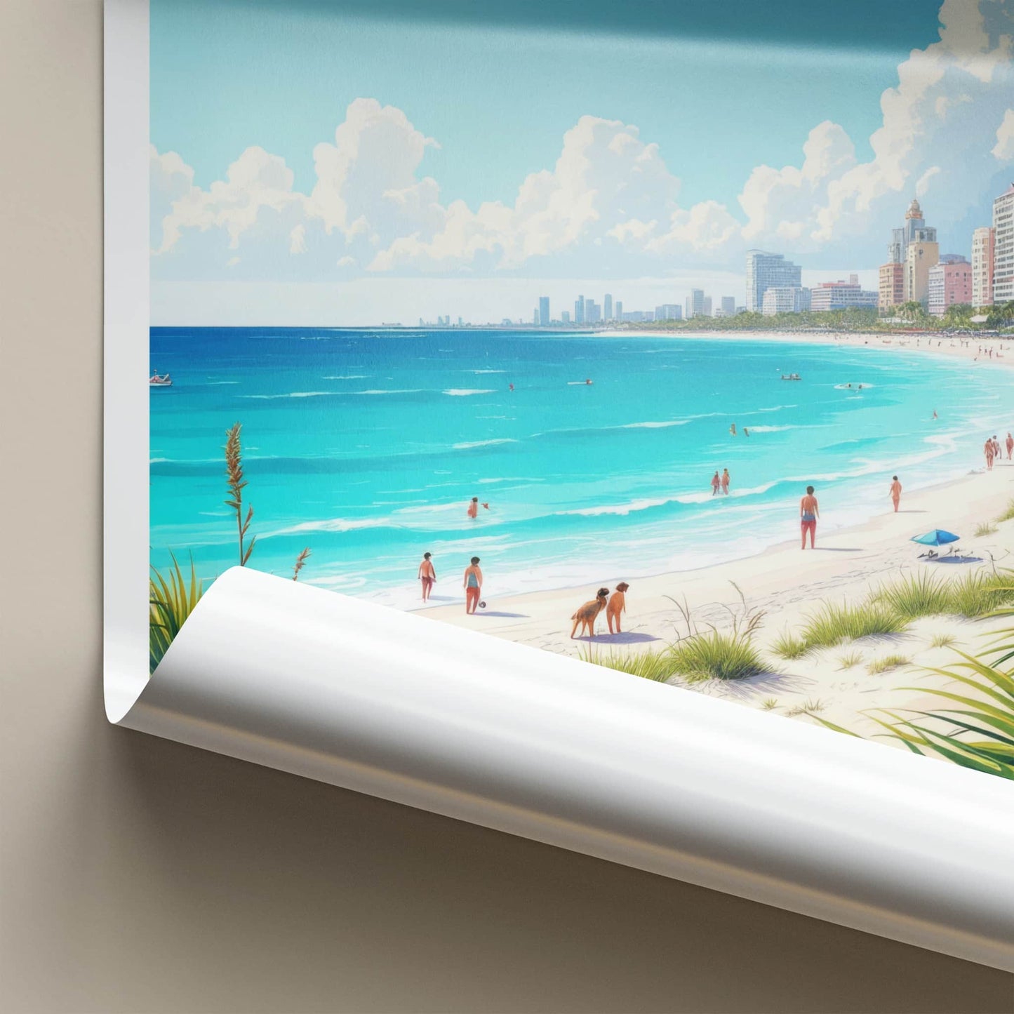 Florida Poster - Florida Travel Art - Sunny Coastal Cityscape Home Decor