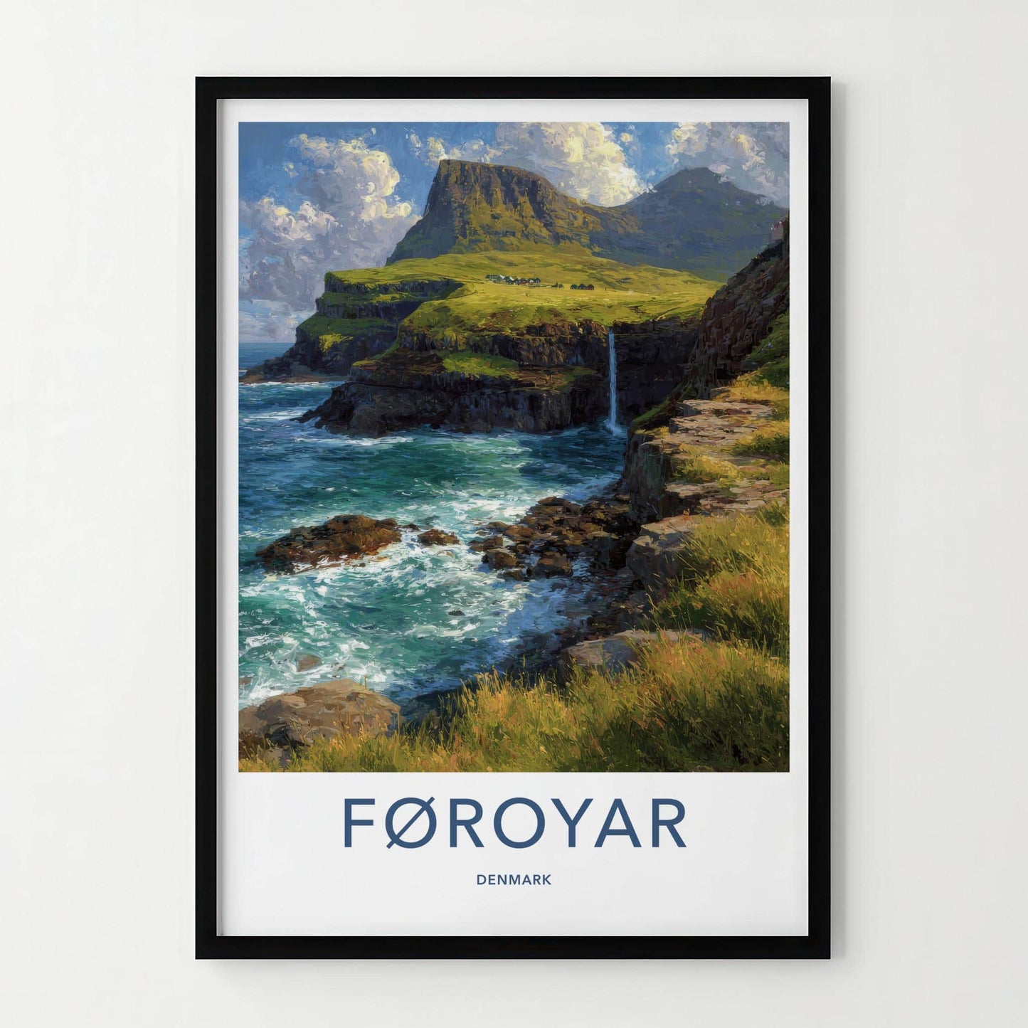 Foroyar Denmark - Cliff Waterfall Wall Art