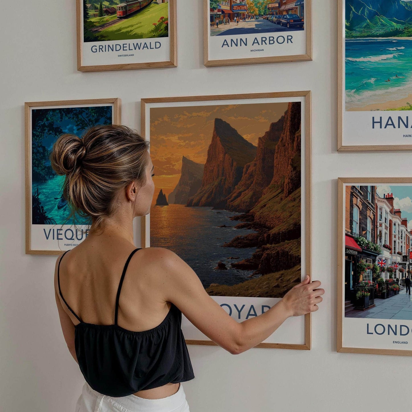 Foroyar Poster - Denmark Travel Art - Sunset Ocean Cliffs Home Decor