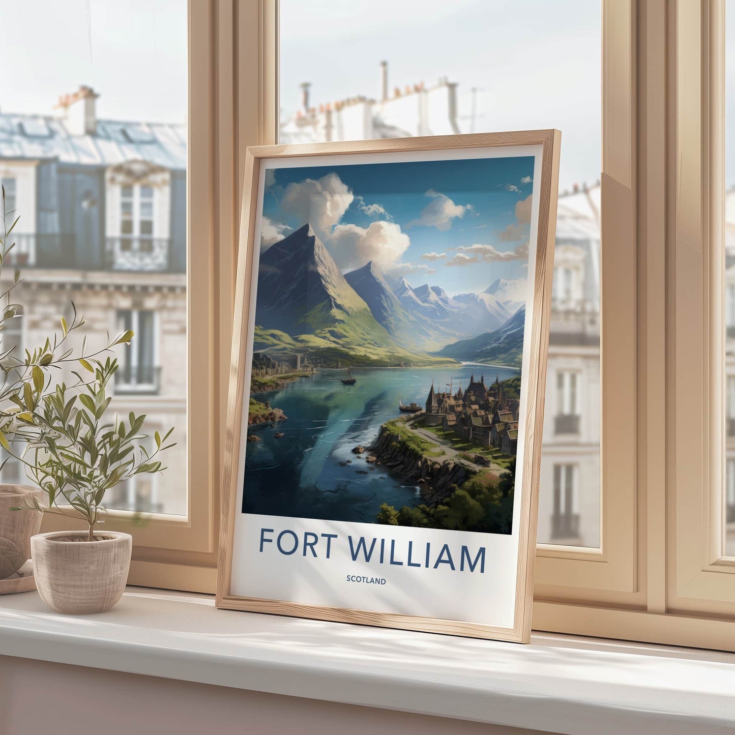 Fort William Poster - Scotland Travel Art - Highland Lochscape Boats Home Decor