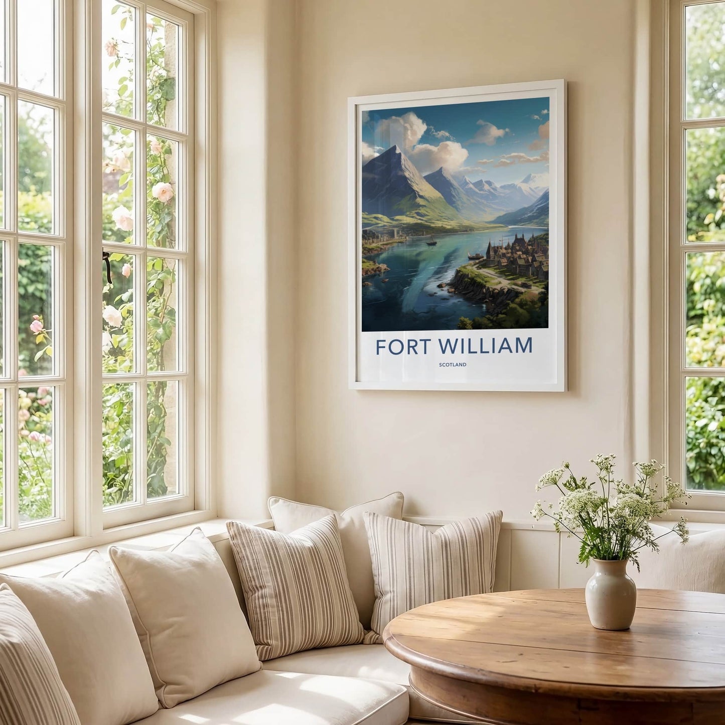 Fort William Poster - Scotland Travel Art - Highland Lochscape Boats Home Decor