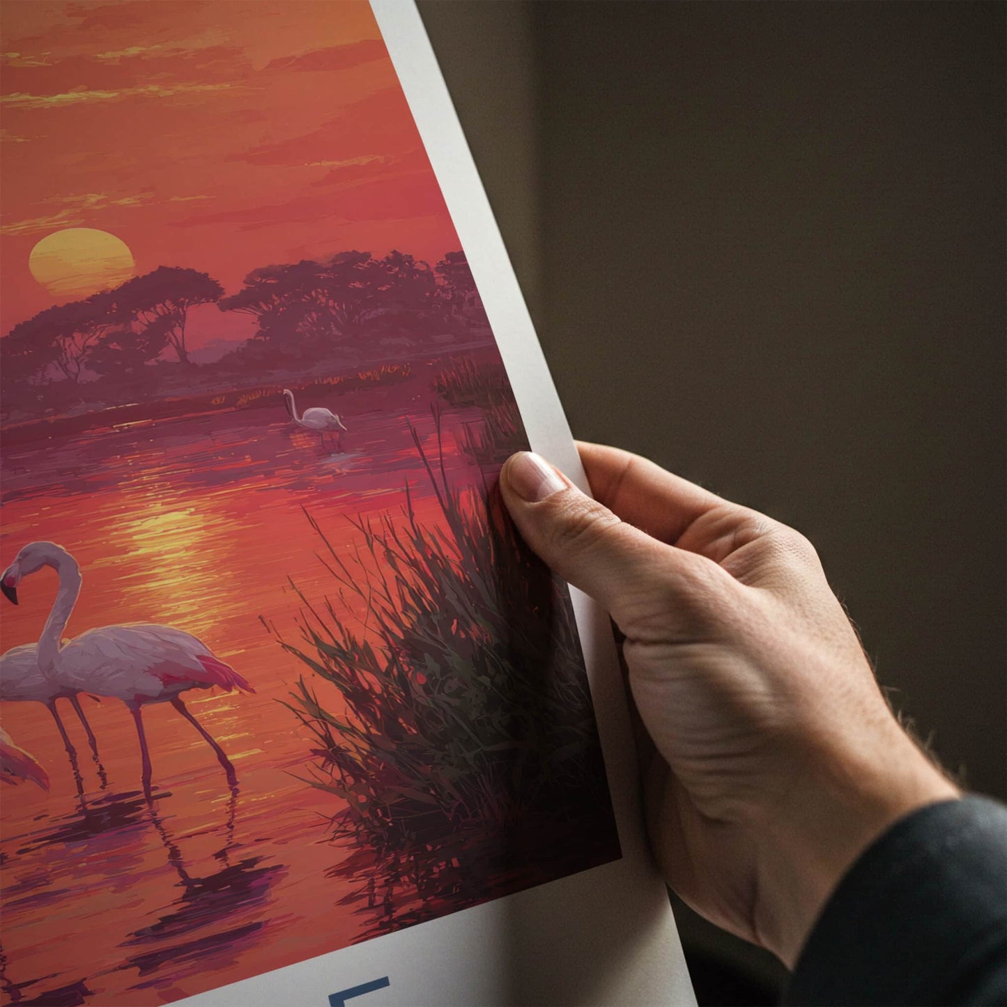 France Poster - France Travel Art - Sunset Flamingos Home Decor