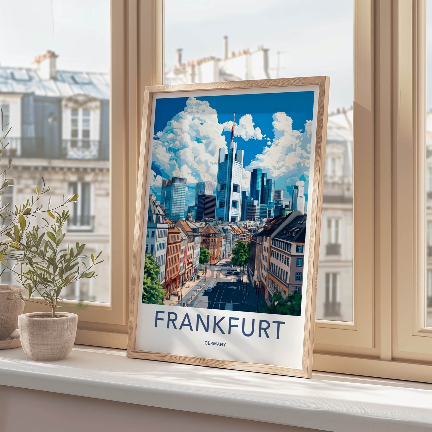 Frankfurt Poster - Germany Travel Art - Urban Skyline View Home Decor