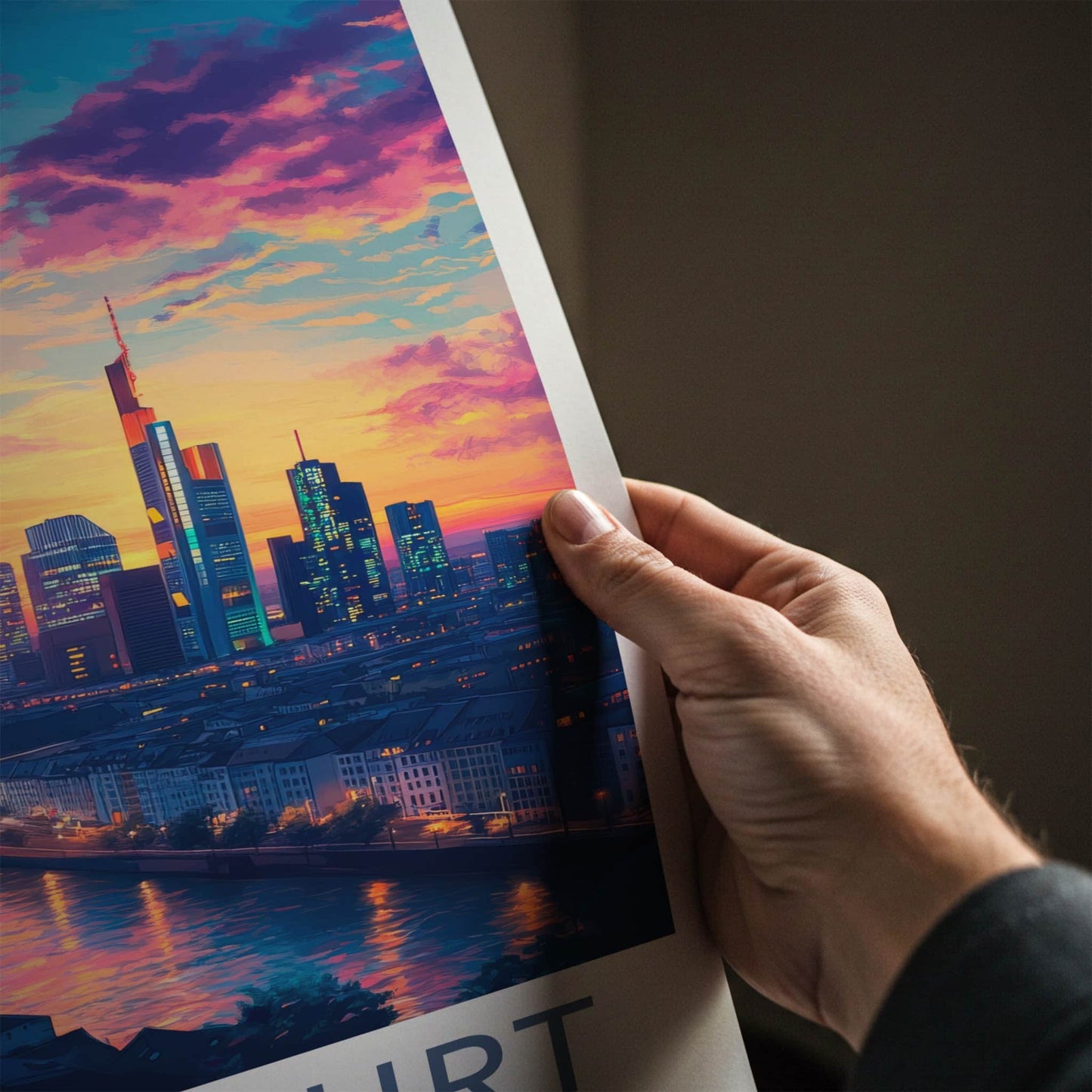 Frankfurt Poster - Germany Travel Art - Vibrant City Sunset Wall Decor
