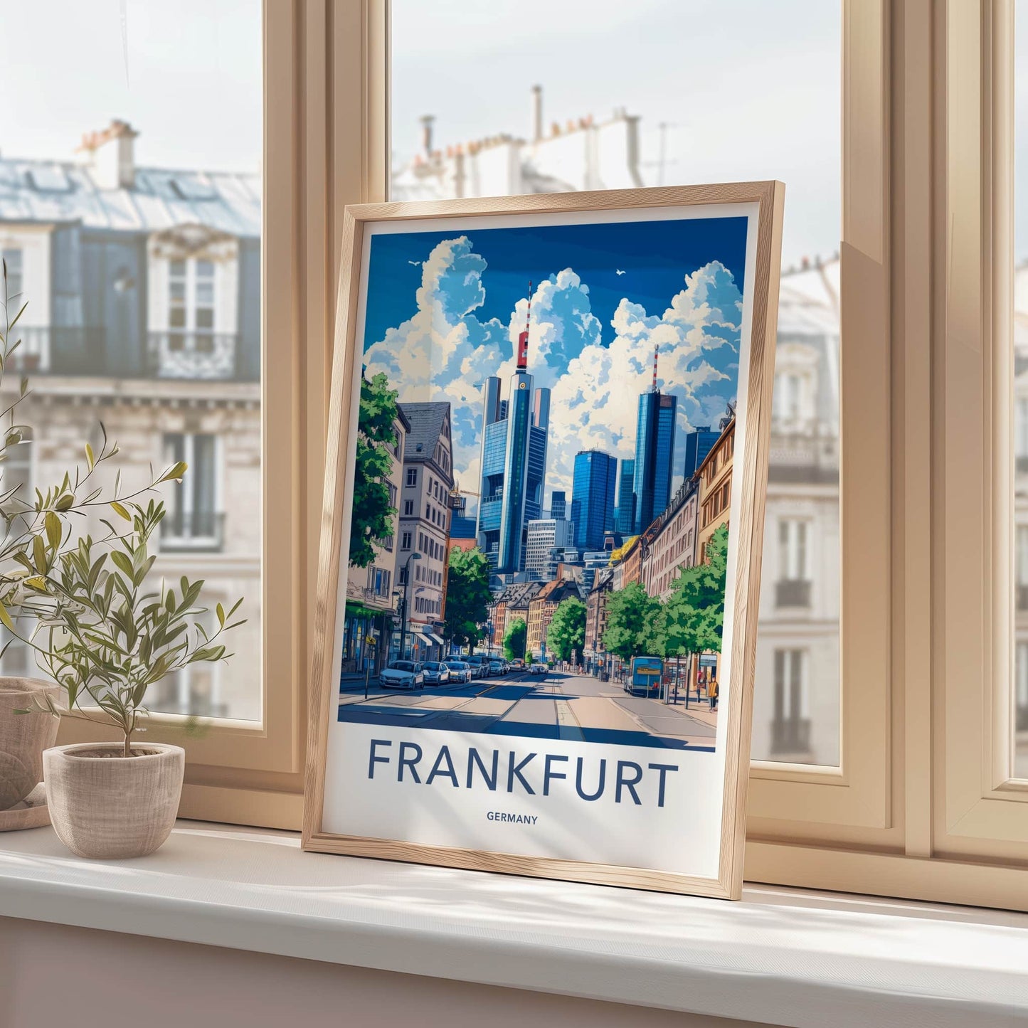 Frankfurt Poster - Germany Travel Print - Urban Street Scene Wall Decor