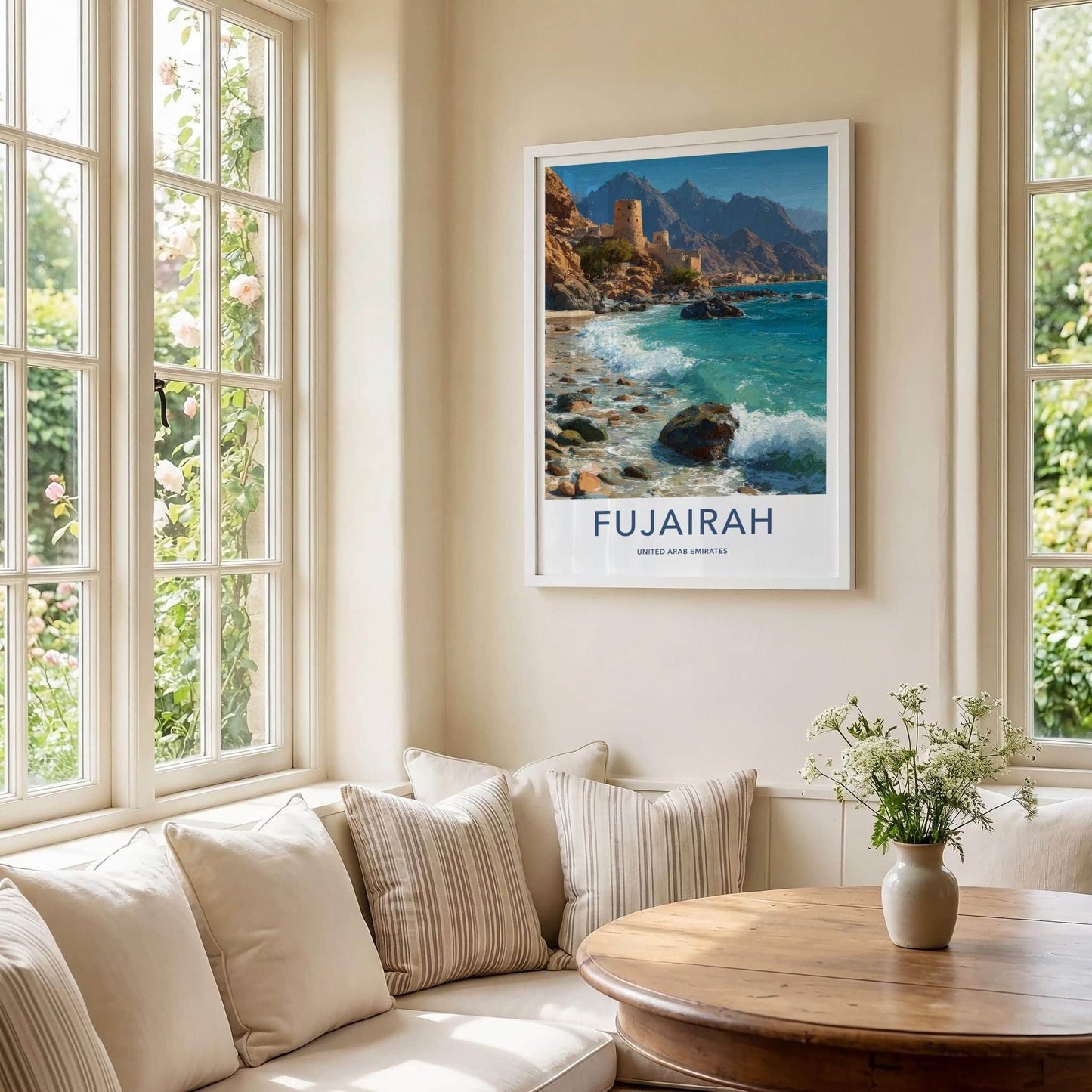 Fujairah Poster - United Arab Emirates Art Print - Coastal Fort Waves Wall Decor