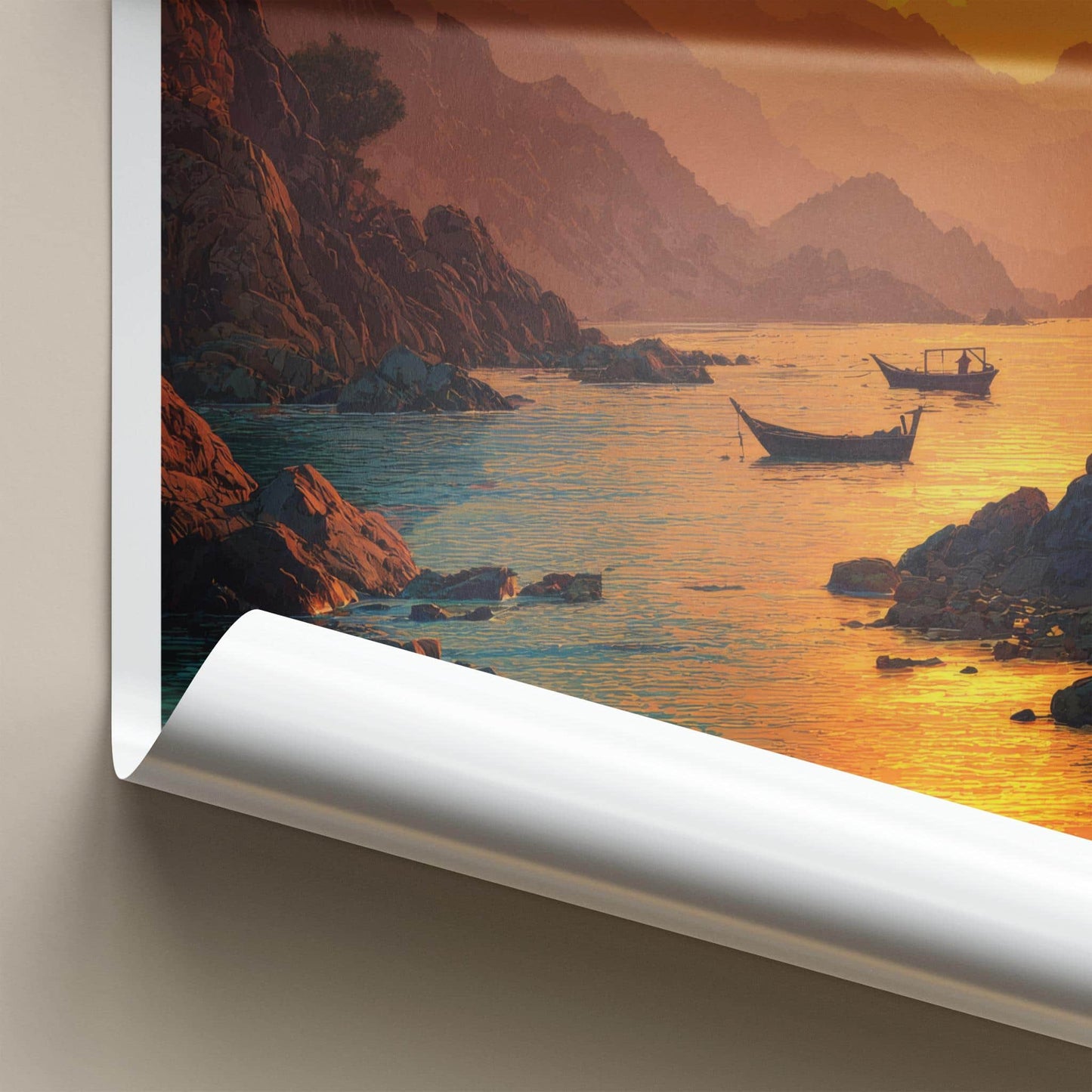 Fujairah Poster - United Arab Emirates Travel Art - Rocky Coast Sunset Wall Decor