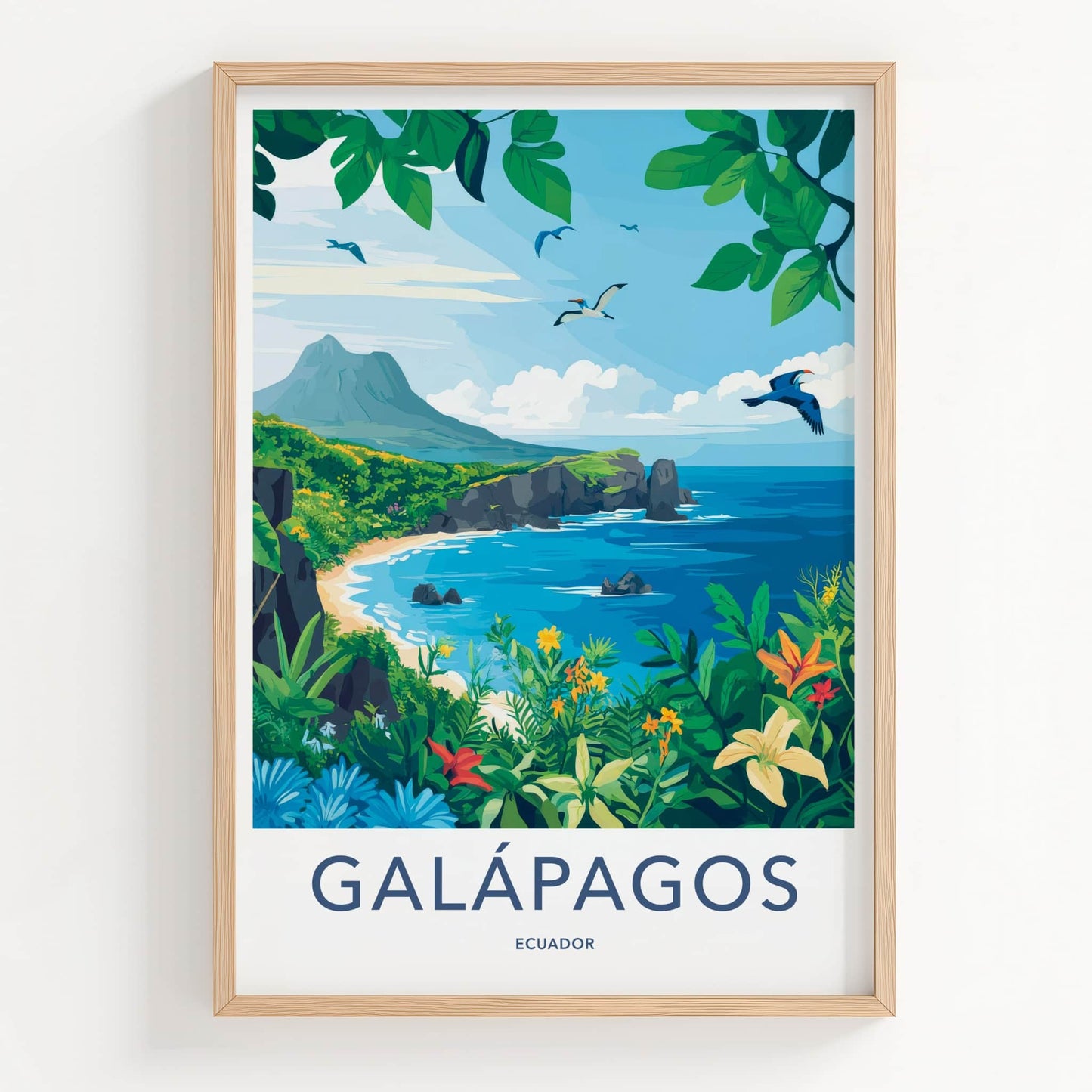 Galapagos Poster - Ecuador Travel Art - Island Coastal Scene Gallery Art