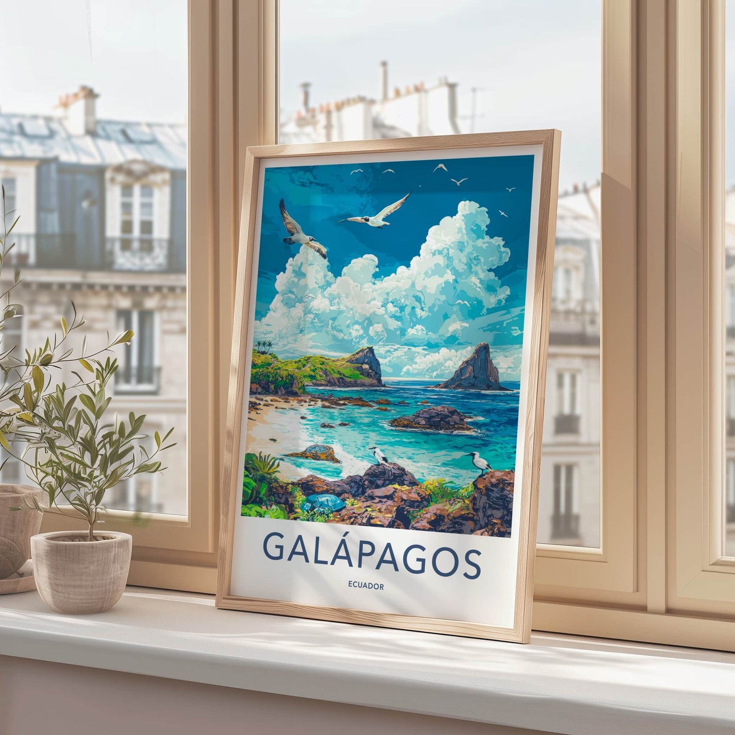 Galapagos Poster - Ecuador Travel Art - Tropical Island Birds Home Decor
