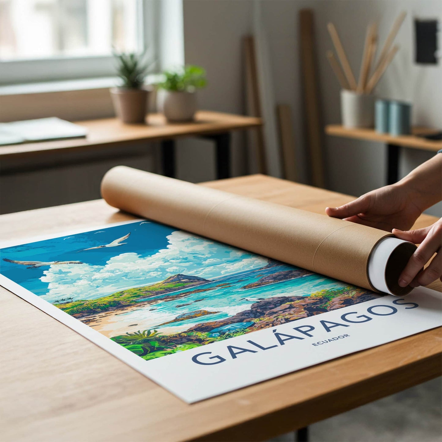 Galapagos Poster - Ecuador Travel Art - Tropical Island Birds Home Decor