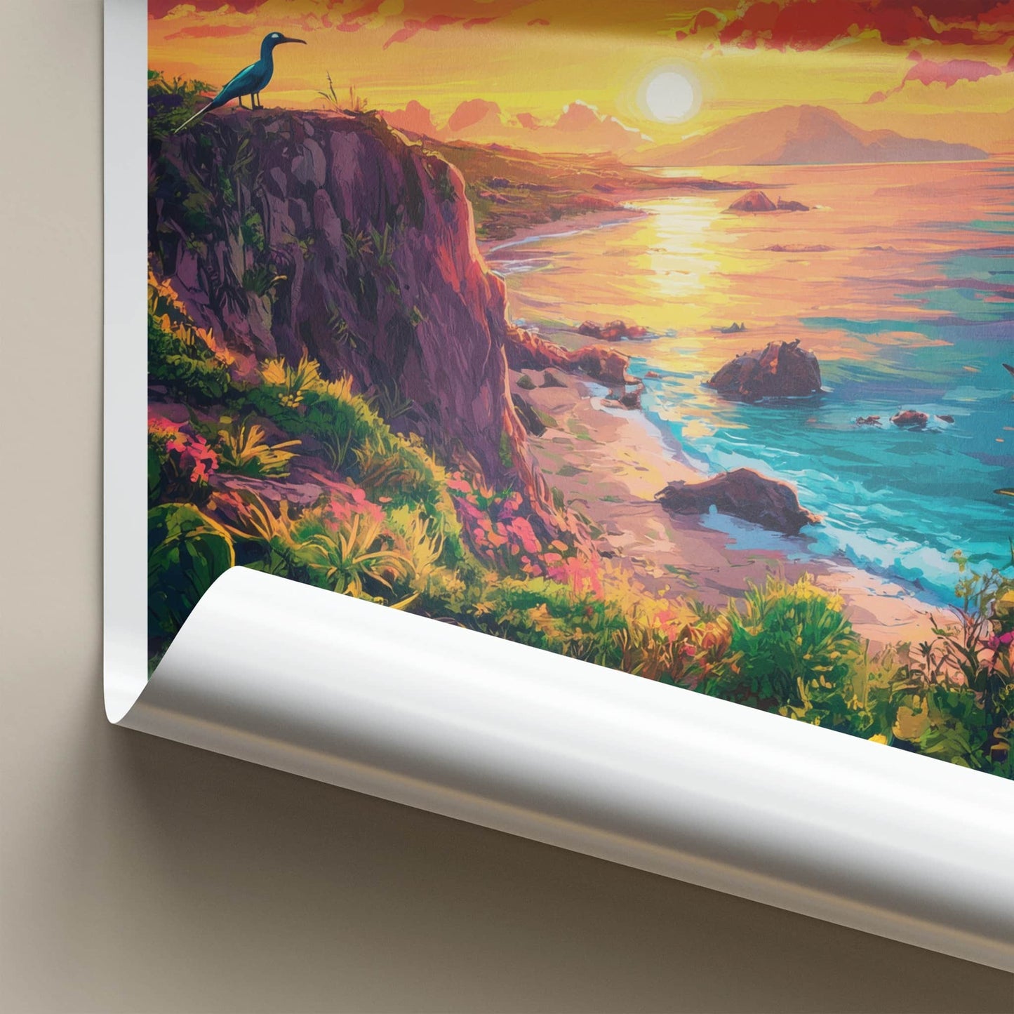 Galapagos Poster - Ecuador Travel Art - Vibrant Ocean Sunset Home Decor