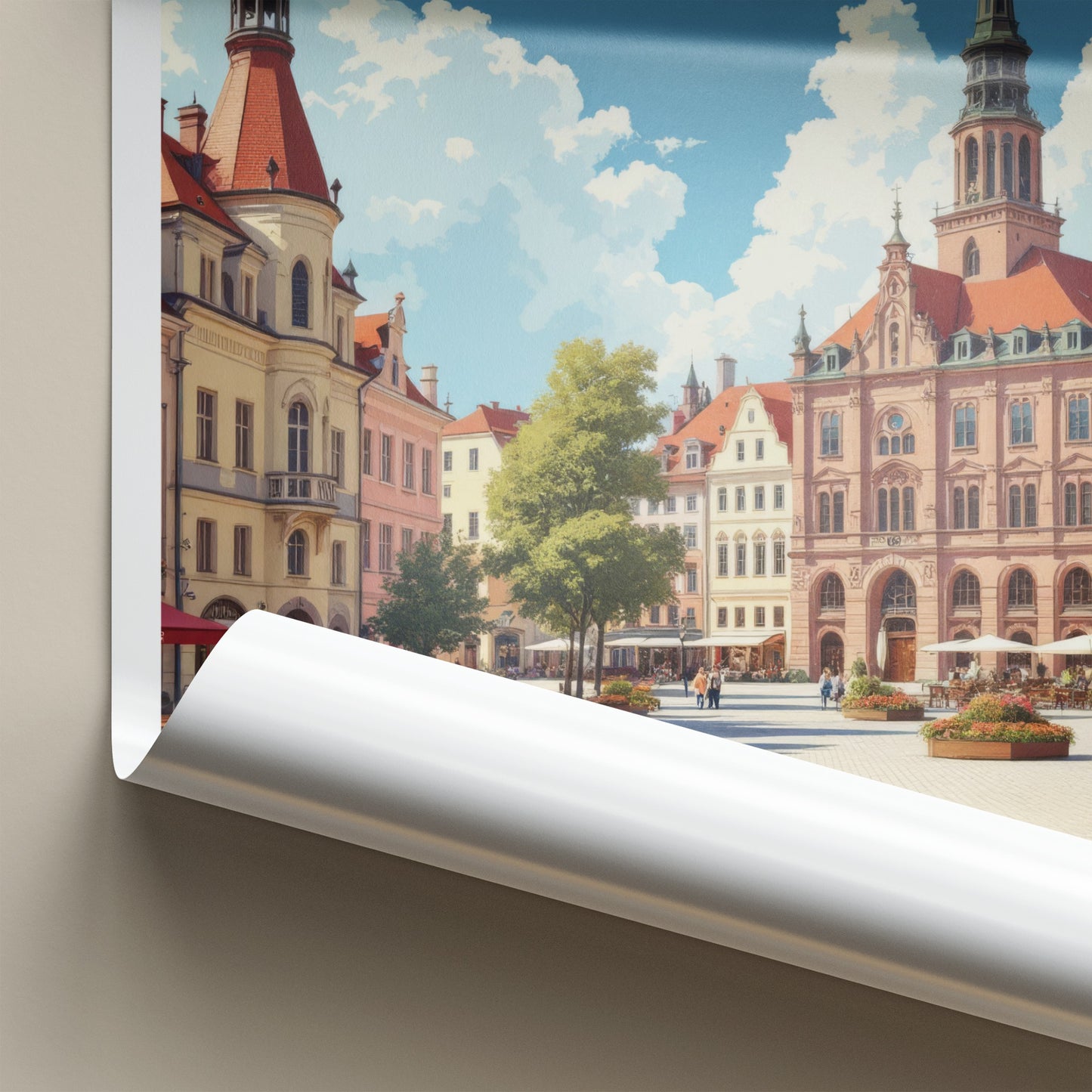 Galicia Poster - Poland Art Print - Historic Town Square Wall Decor
