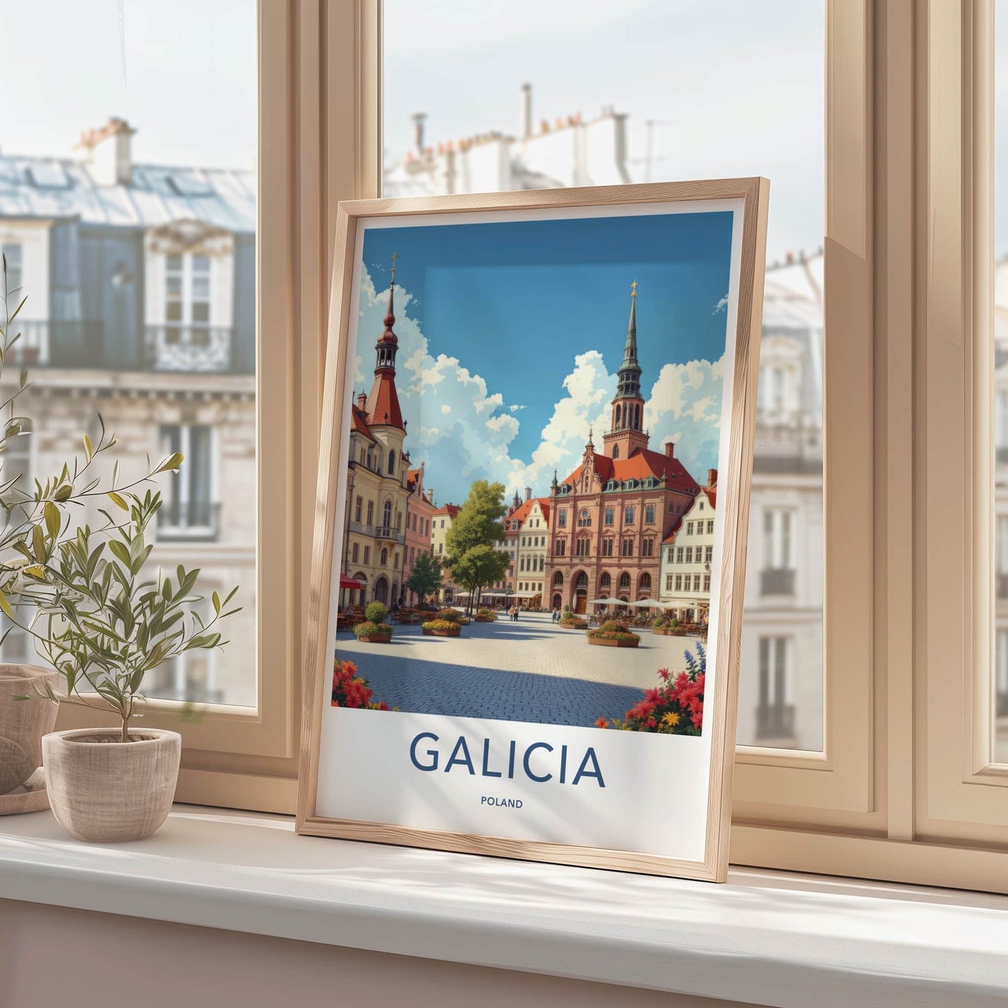Galicia Poster - Poland Art Print - Historic Town Square Wall Decor