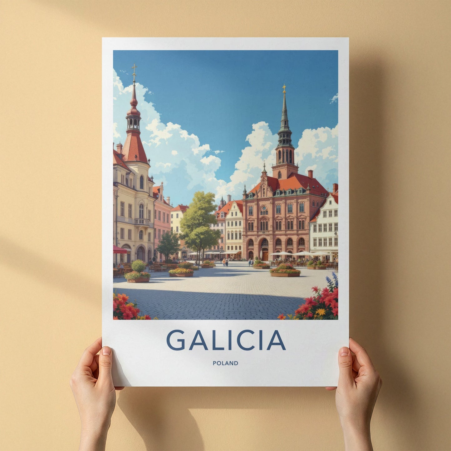 Galicia Poster - Poland Art Print - Historic Town Square Wall Decor