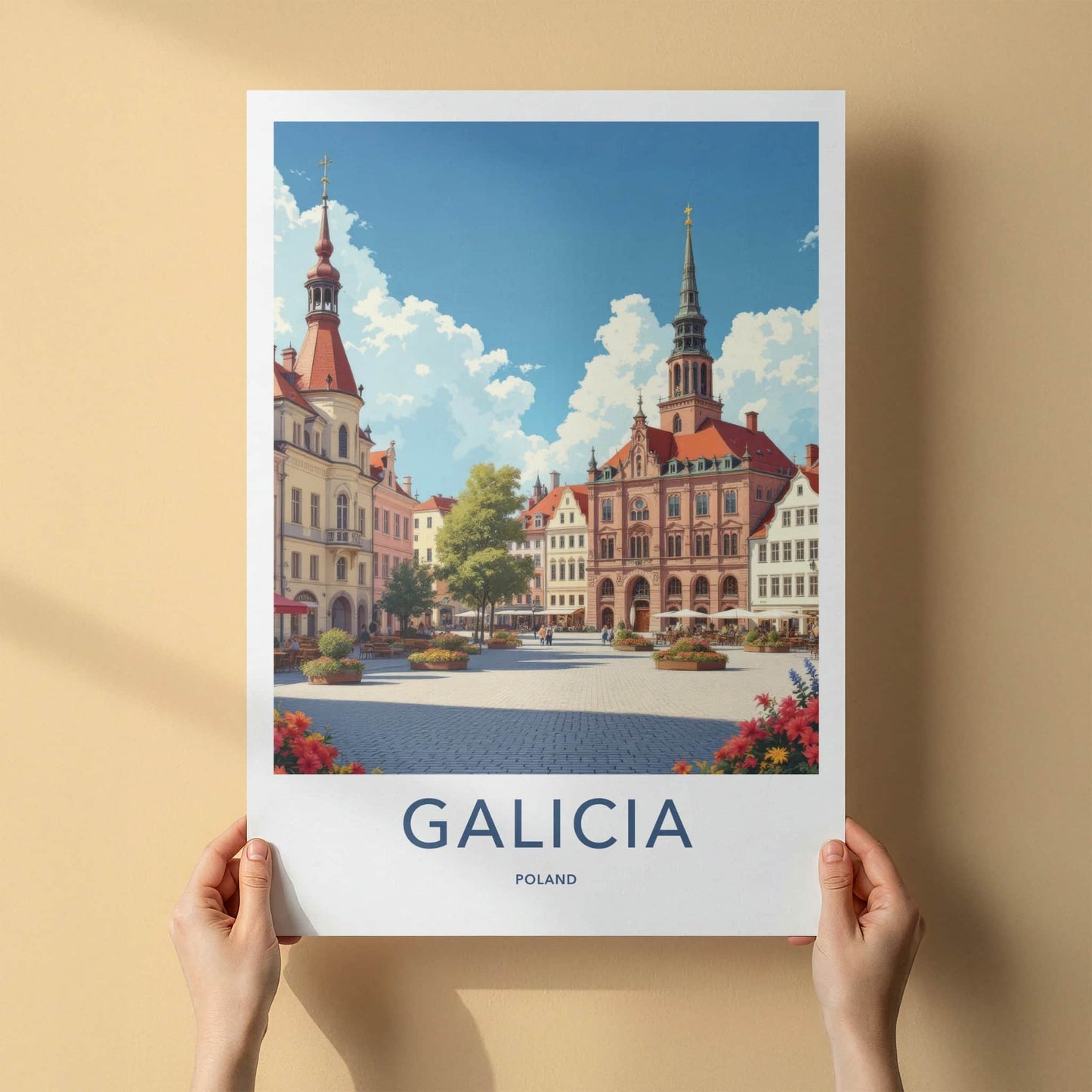 Galicia Poster - Poland Art Print - Historic Town Square Wall Decor