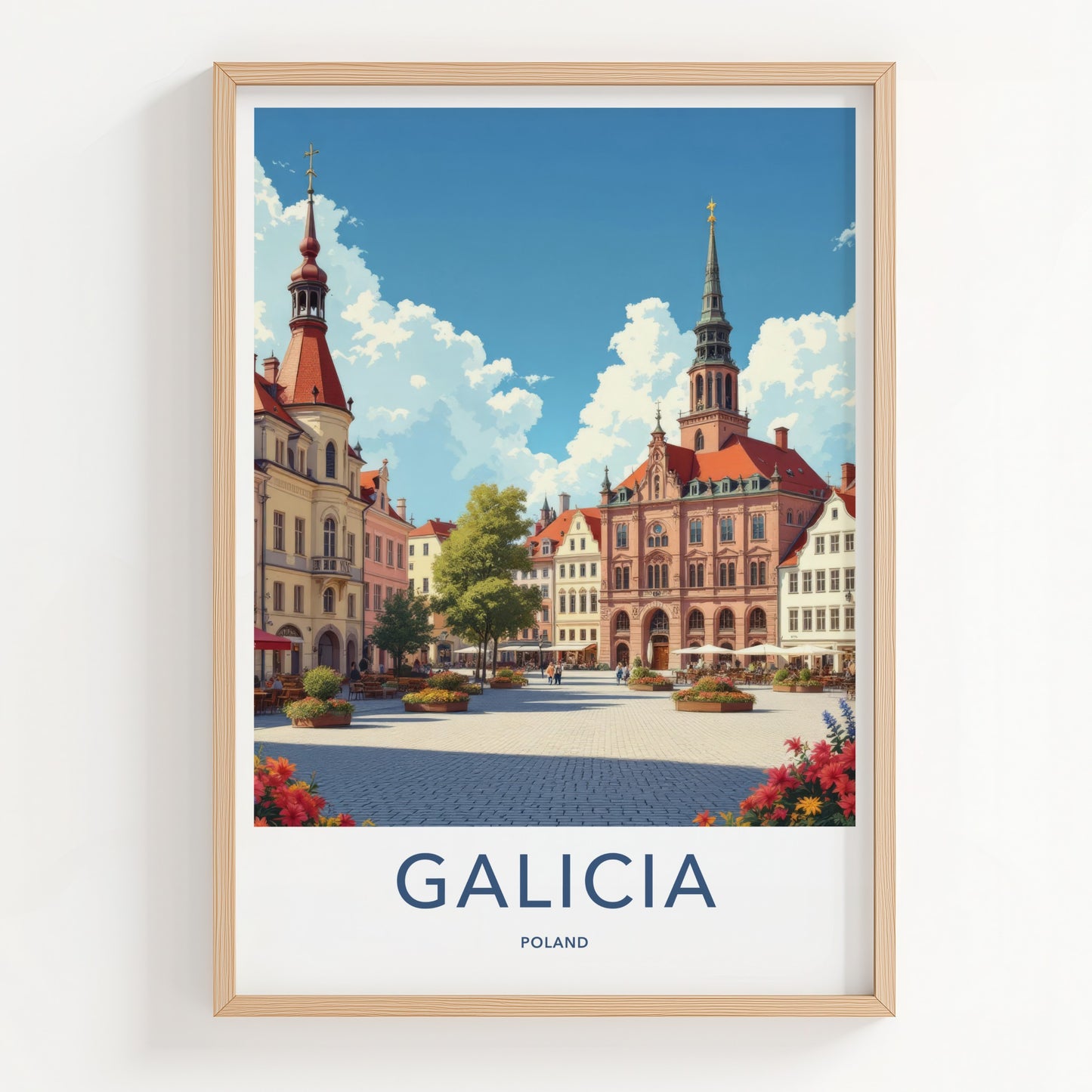Galicia Poster - Poland Art Print - Historic Town Square Wall Decor