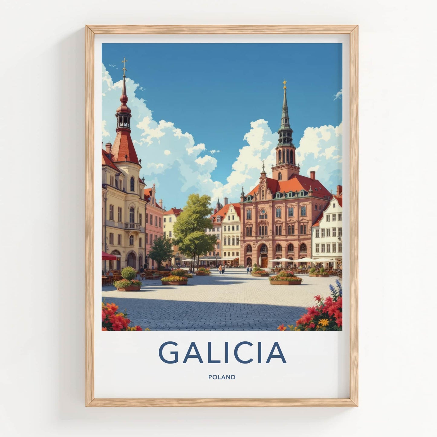 Galicia Poster - Poland Art Print - Historic Town Square Wall Decor