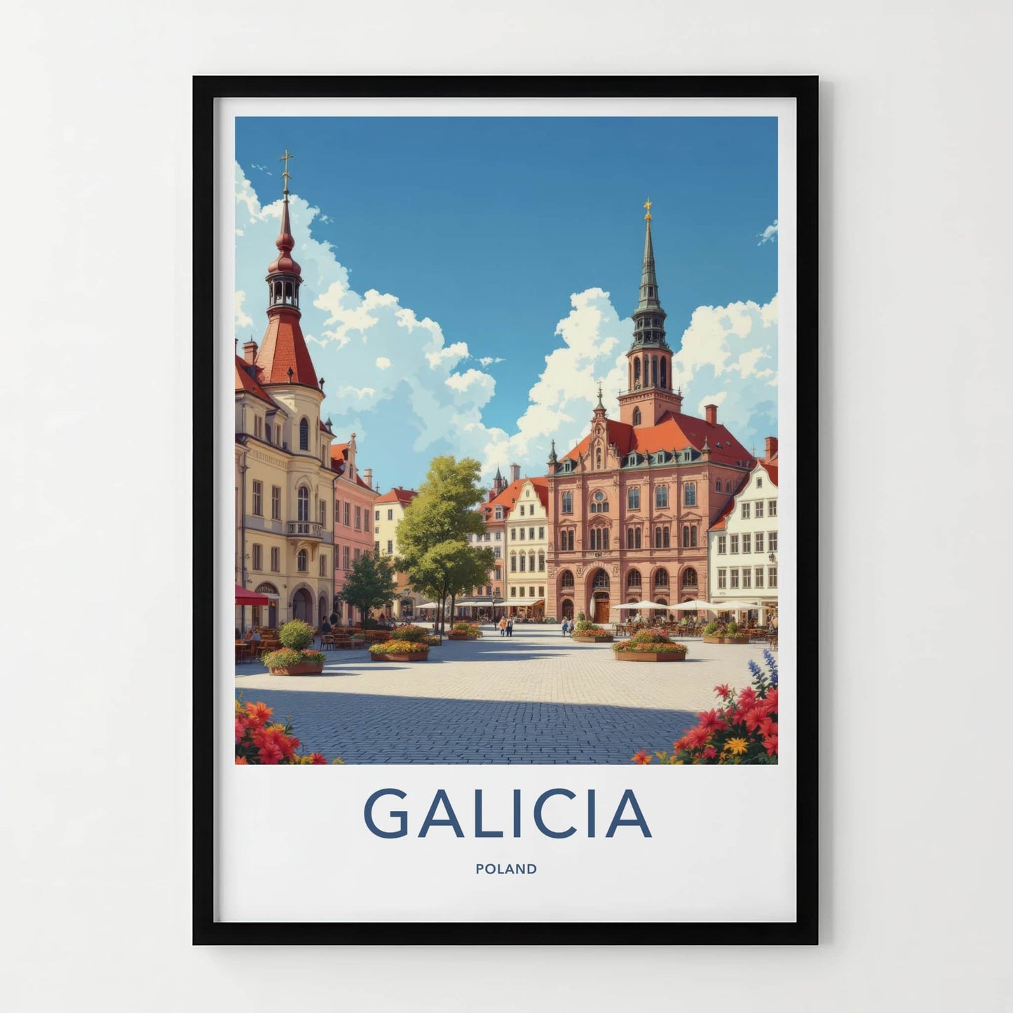 Galicia Poster - Poland Art Print - Historic Town Square Wall Decor