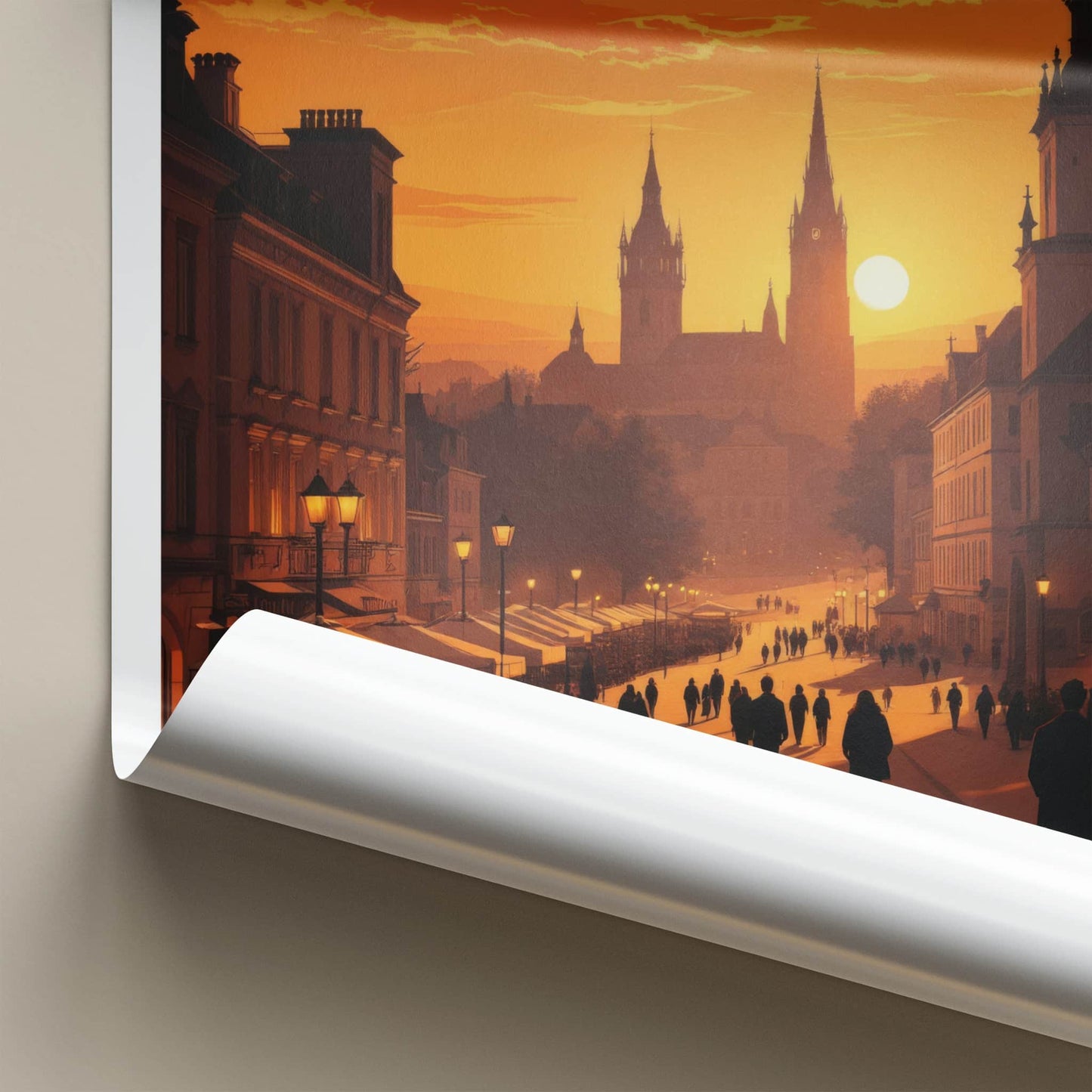 Galicia Poster - Poland Travel Art - Fiery Sunset Spires Home Decor