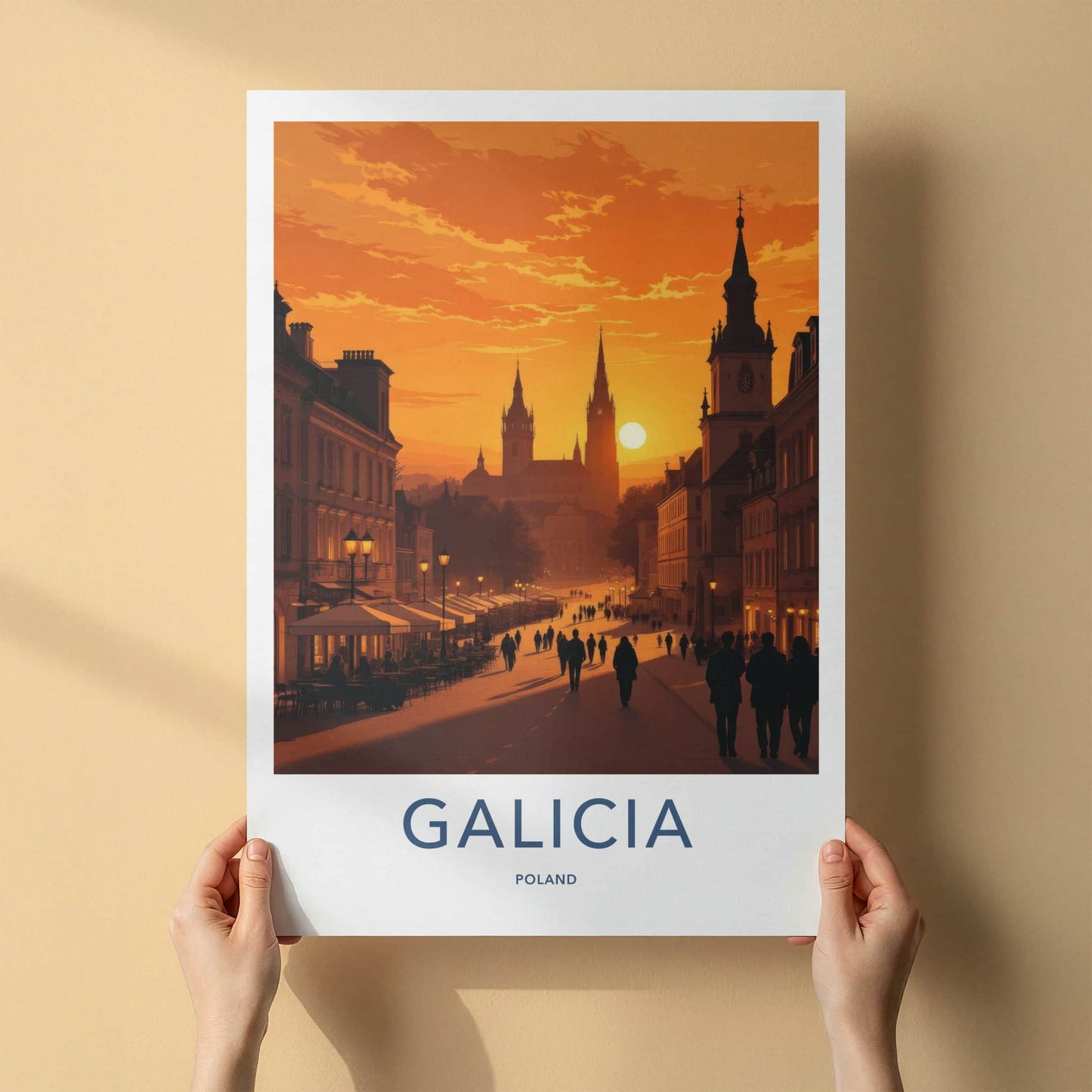 Galicia Poster - Poland Travel Art - Fiery Sunset Spires Home Decor