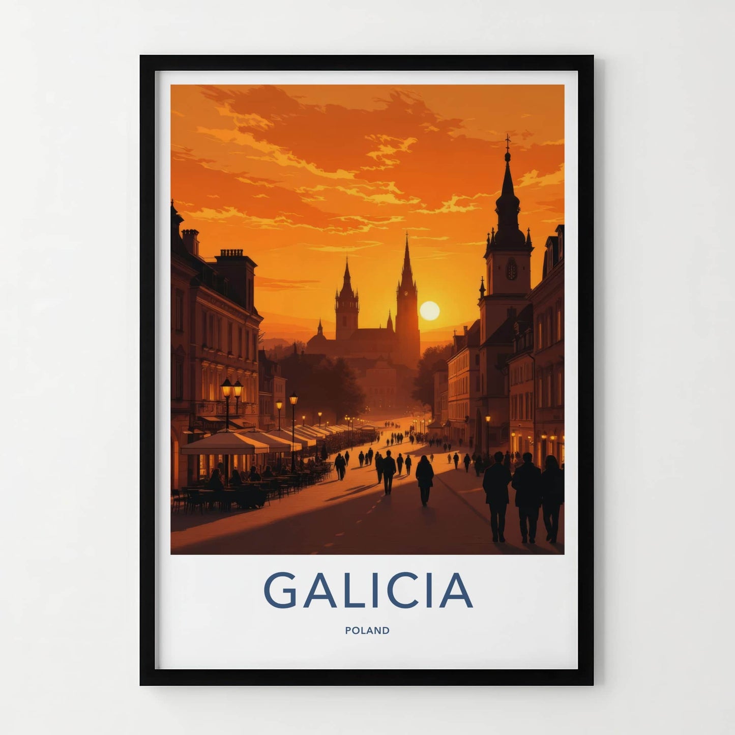 Galicia Poster - Poland Travel Art - Fiery Sunset Spires Home Decor