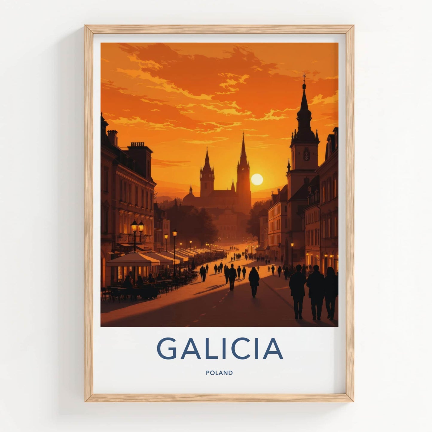 Galicia Poster - Poland Travel Art - Fiery Sunset Spires Home Decor