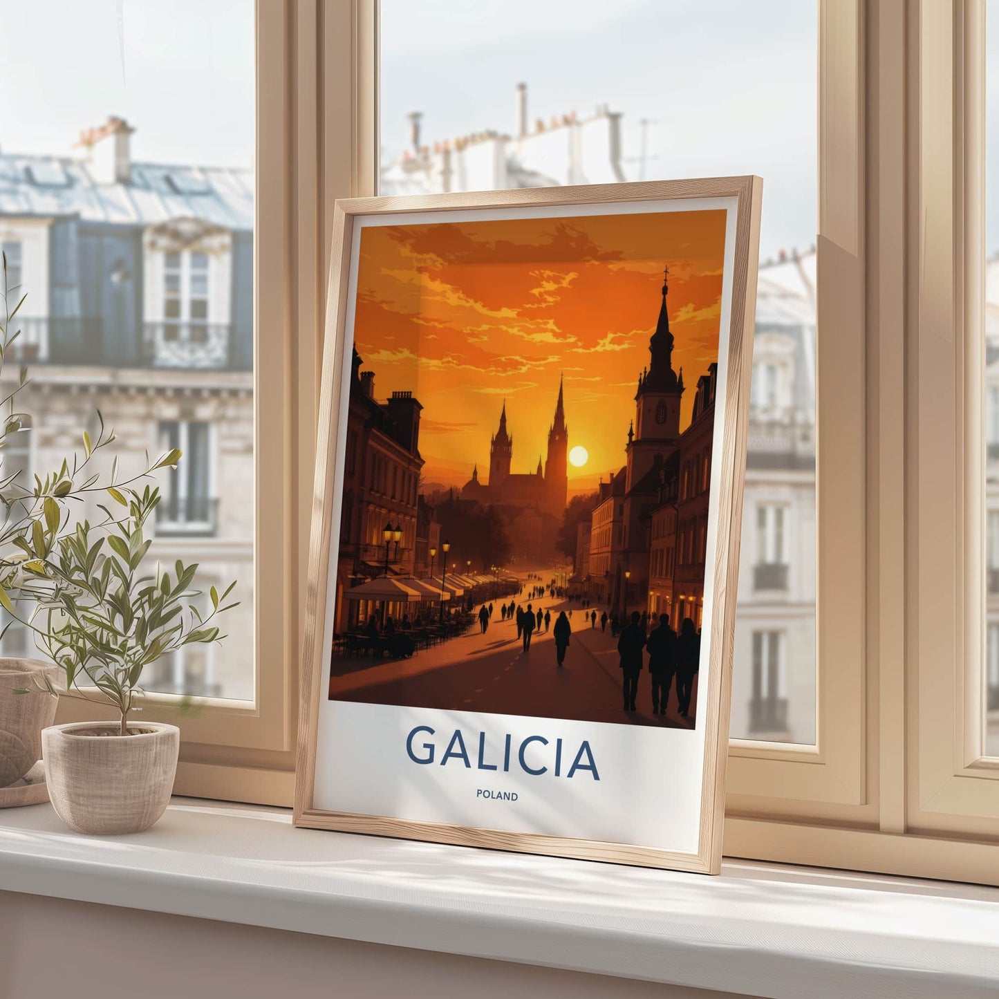 Galicia Poster - Poland Travel Art - Fiery Sunset Spires Home Decor