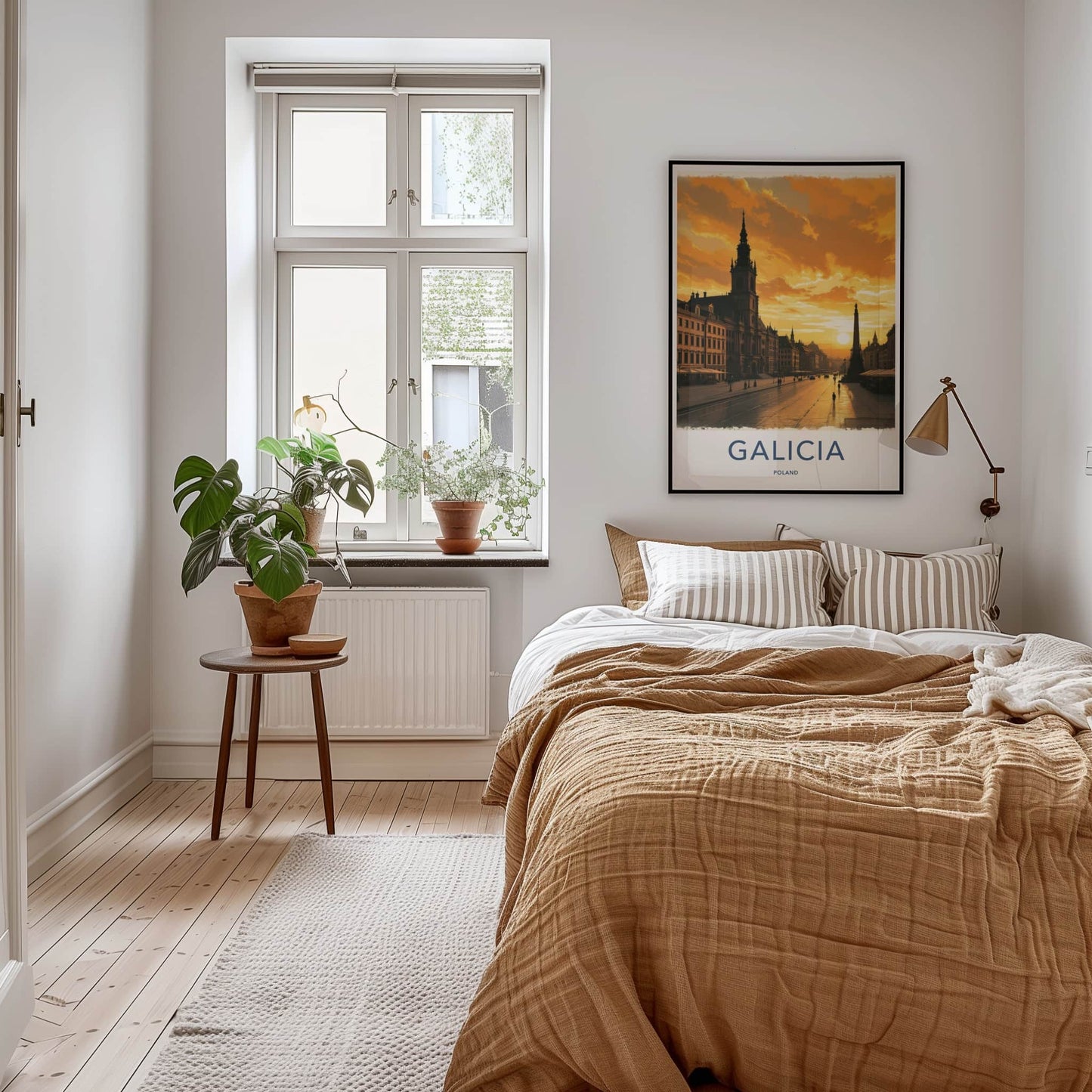 Galicia Poster - Poland Travel Art - Golden Sunset Cityscape Home Decor