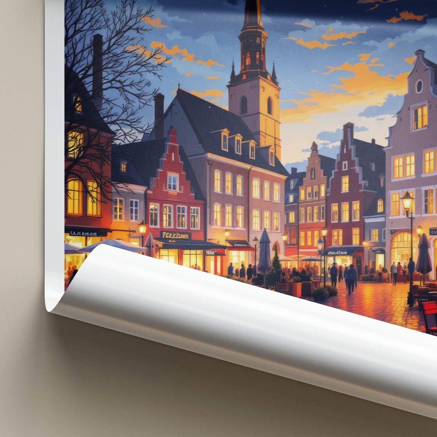 Galicia Poster - Poland Travel Print - Starlit Town Square Wall Decor