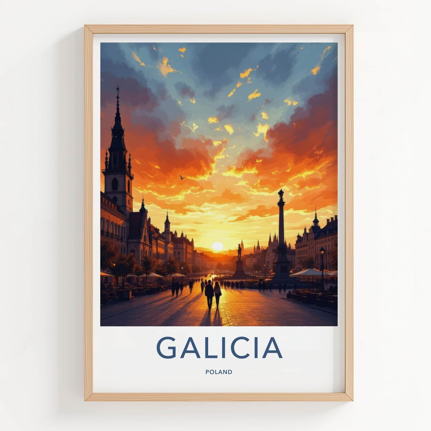 Galicia Poster - Poland Travel Print - Vibrant City Sunset Wall Decor