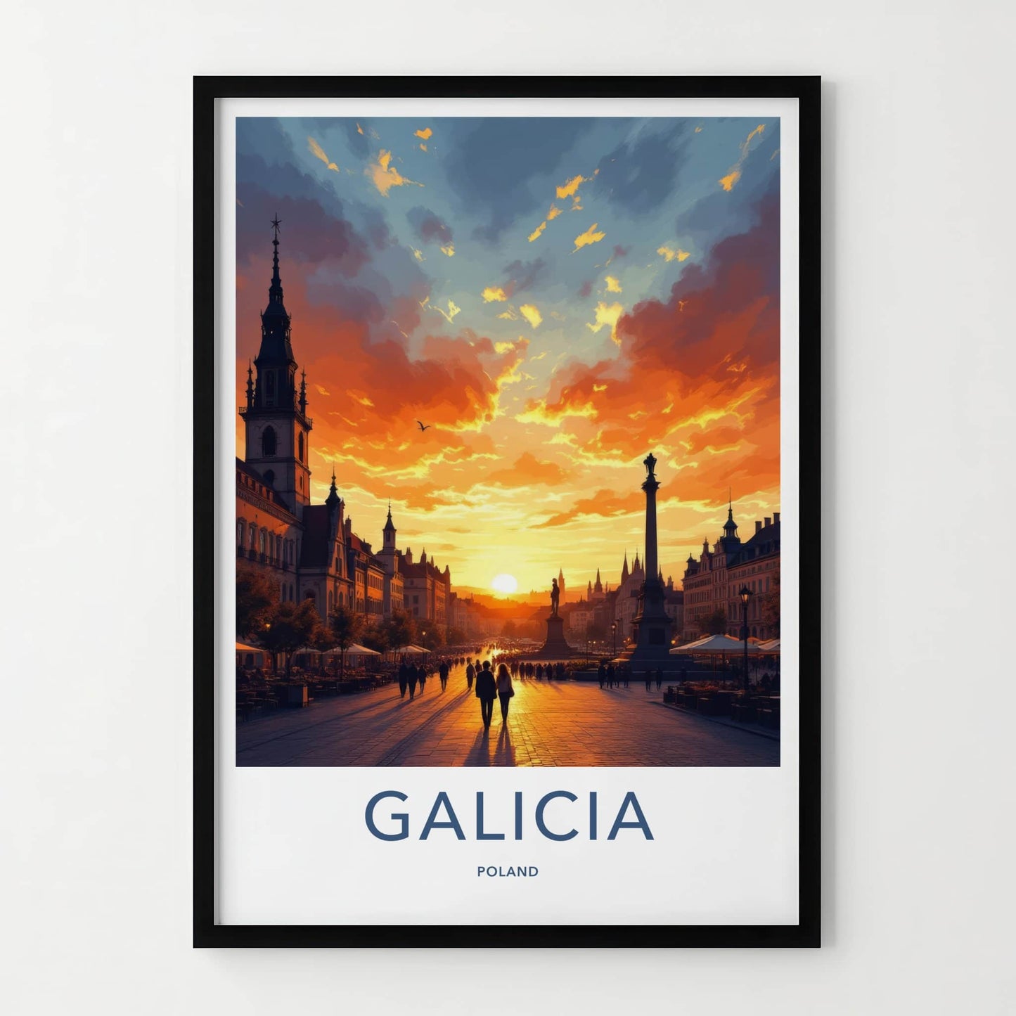 Galicia Poster - Poland Travel Print - Vibrant City Sunset Wall Decor