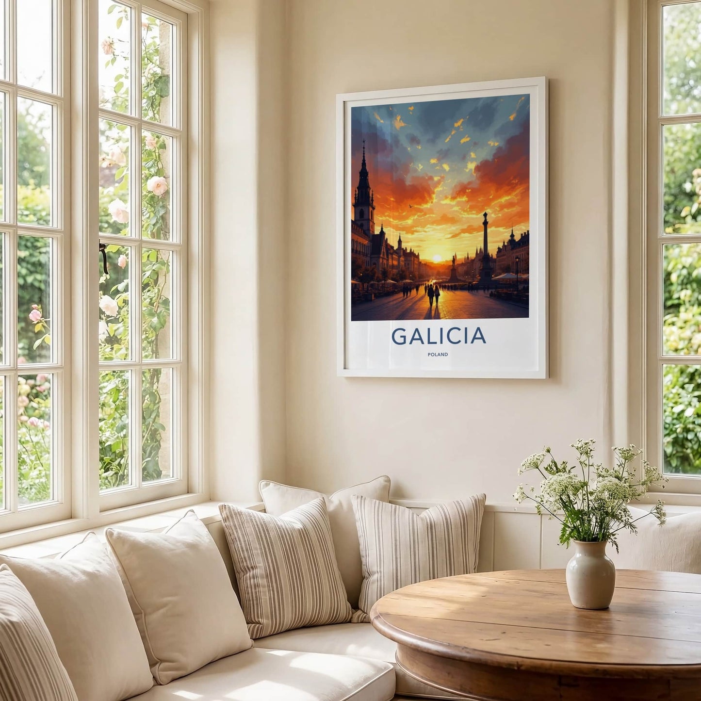 Galicia Poster - Poland Travel Print - Vibrant City Sunset Wall Decor