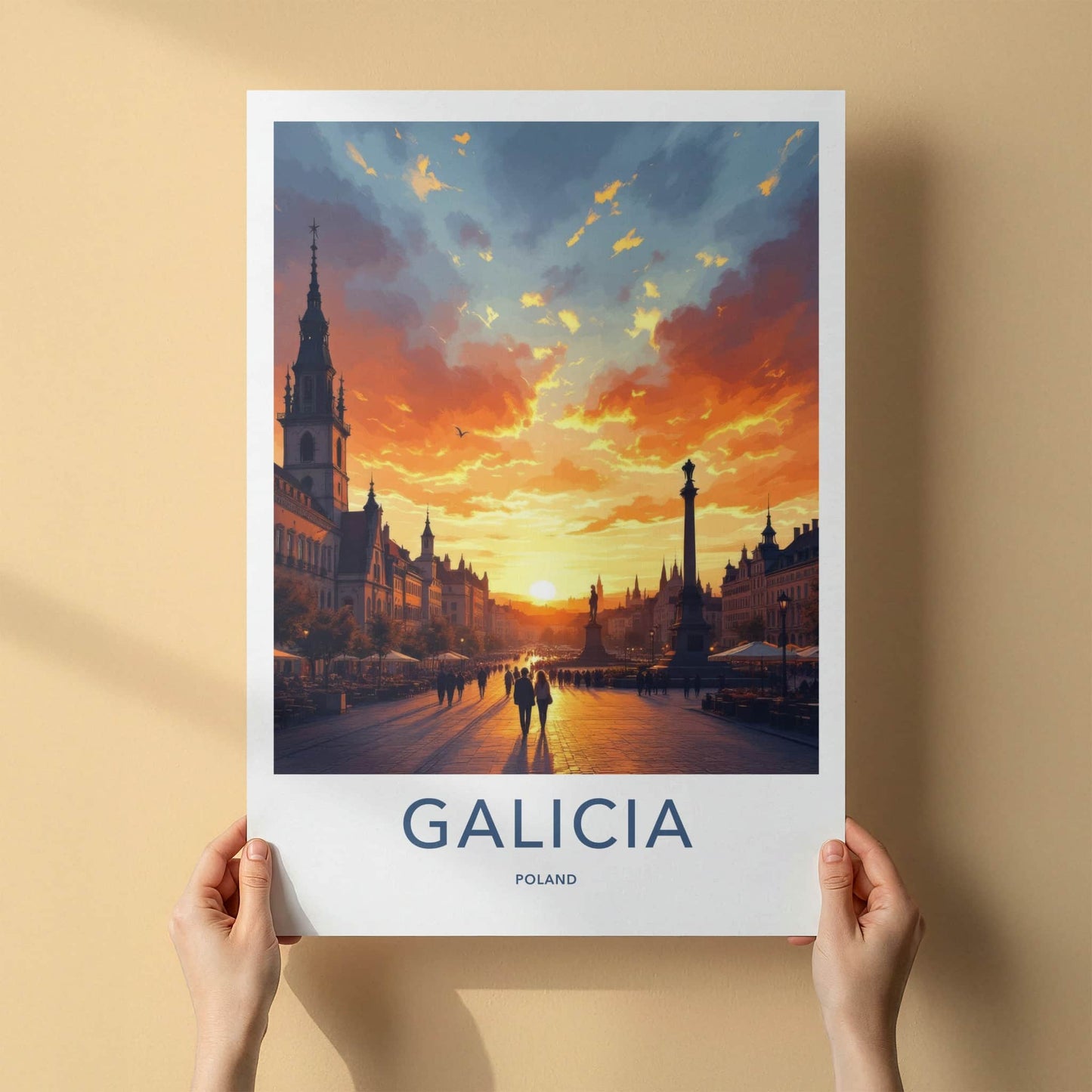 Galicia Poster - Poland Travel Print - Vibrant City Sunset Wall Decor