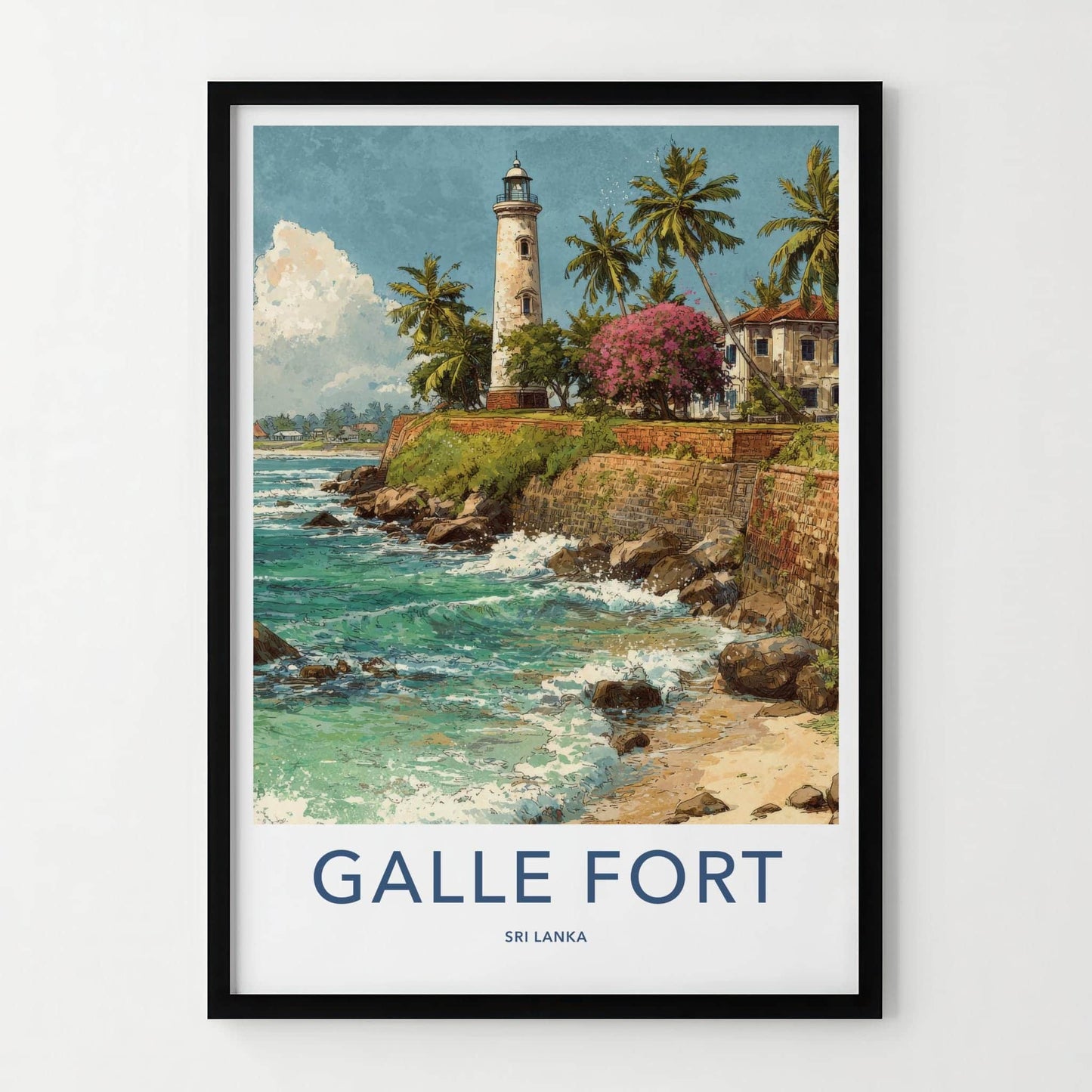 Galle Fort Poster - Sri Lanka Travel Art - Lighthouse Coastal Scene Home Decor