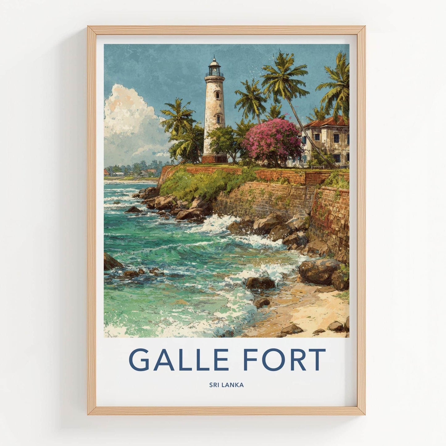 Galle Fort Poster - Sri Lanka Travel Art - Lighthouse Coastal Scene Home Decor