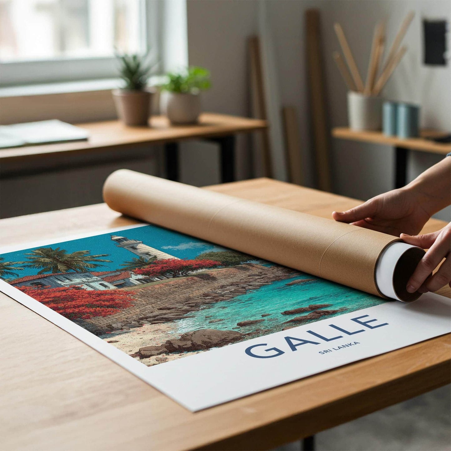 Galle Poster - Sri Lanka Travel Art - Tropical Beach Lighthouse Home Decor