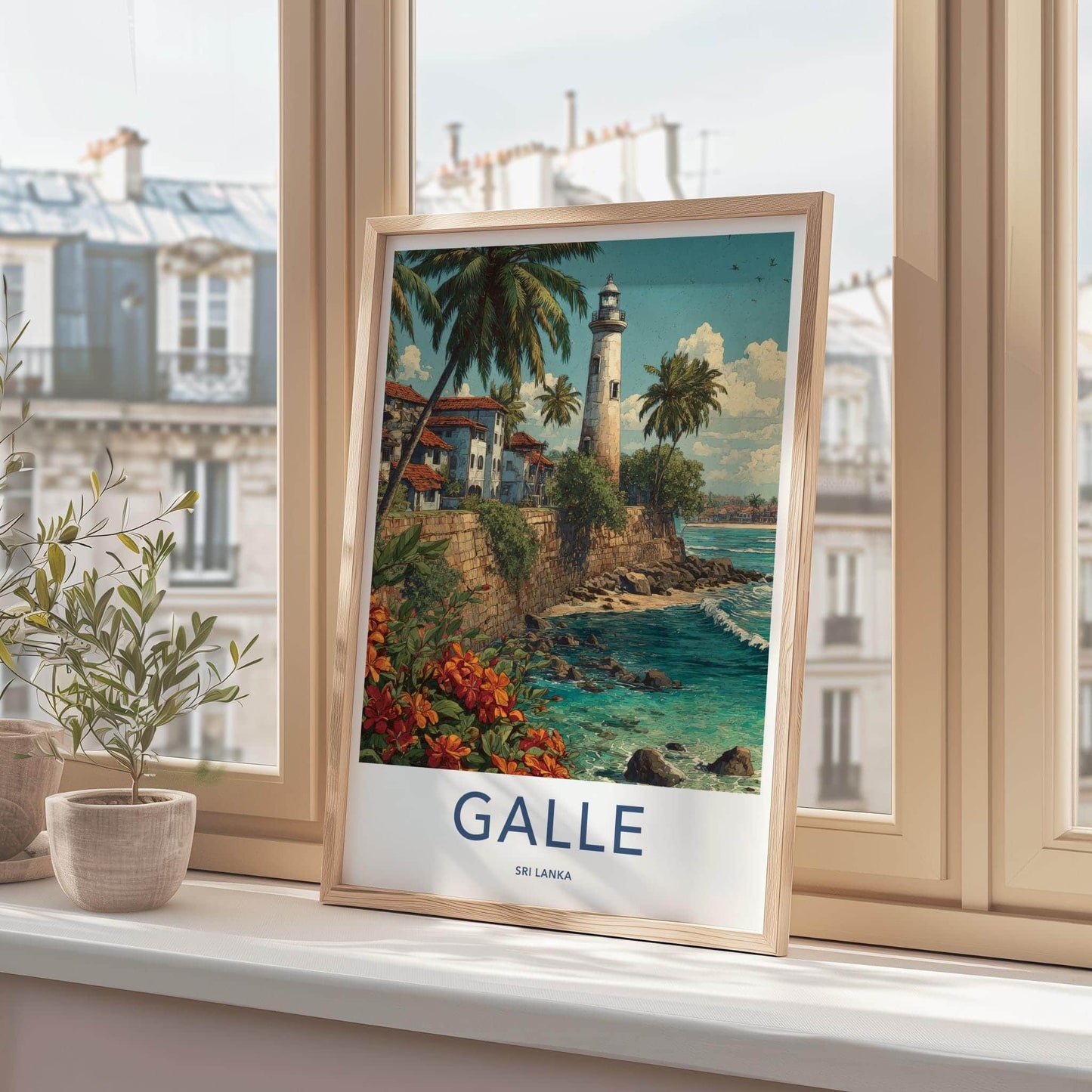 Galle Poster - Sri Lanka Travel Art - Tropical Coast Lighthouse Home Decor