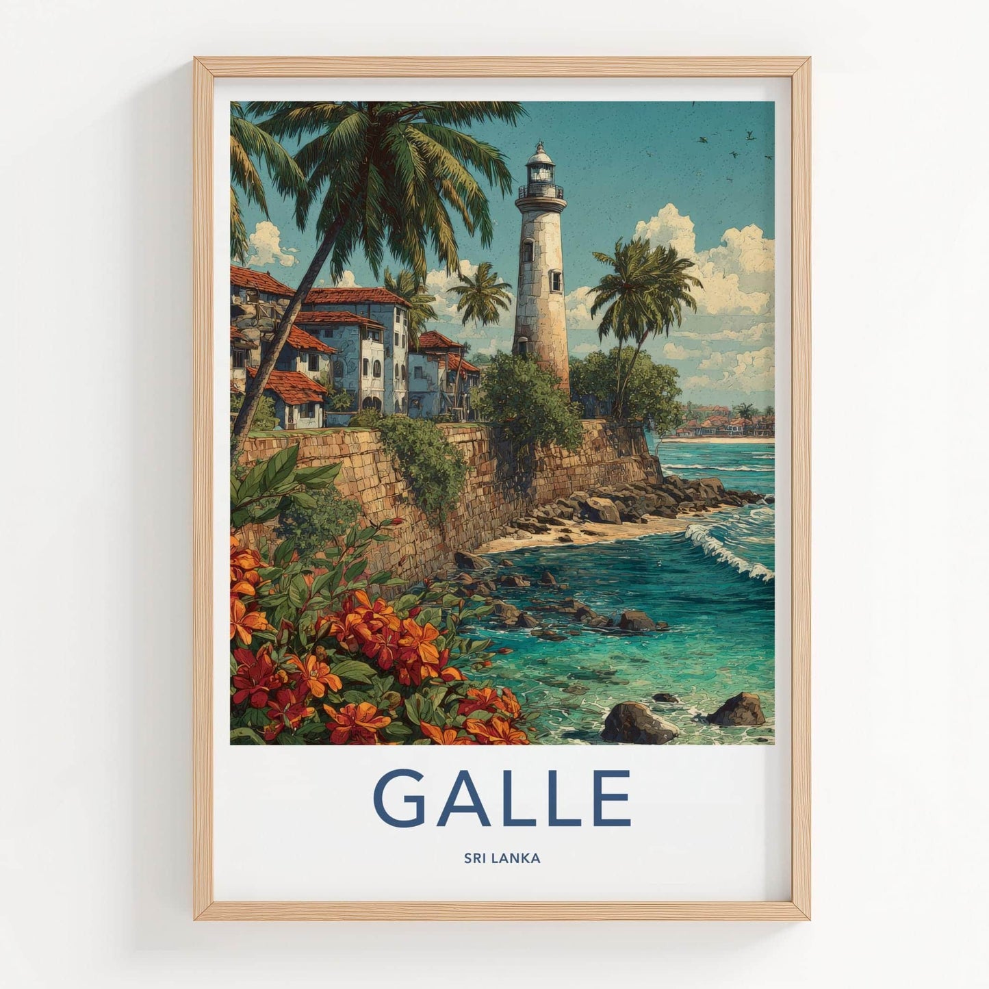 Galle Poster - Sri Lanka Travel Art - Tropical Coast Lighthouse Home Decor