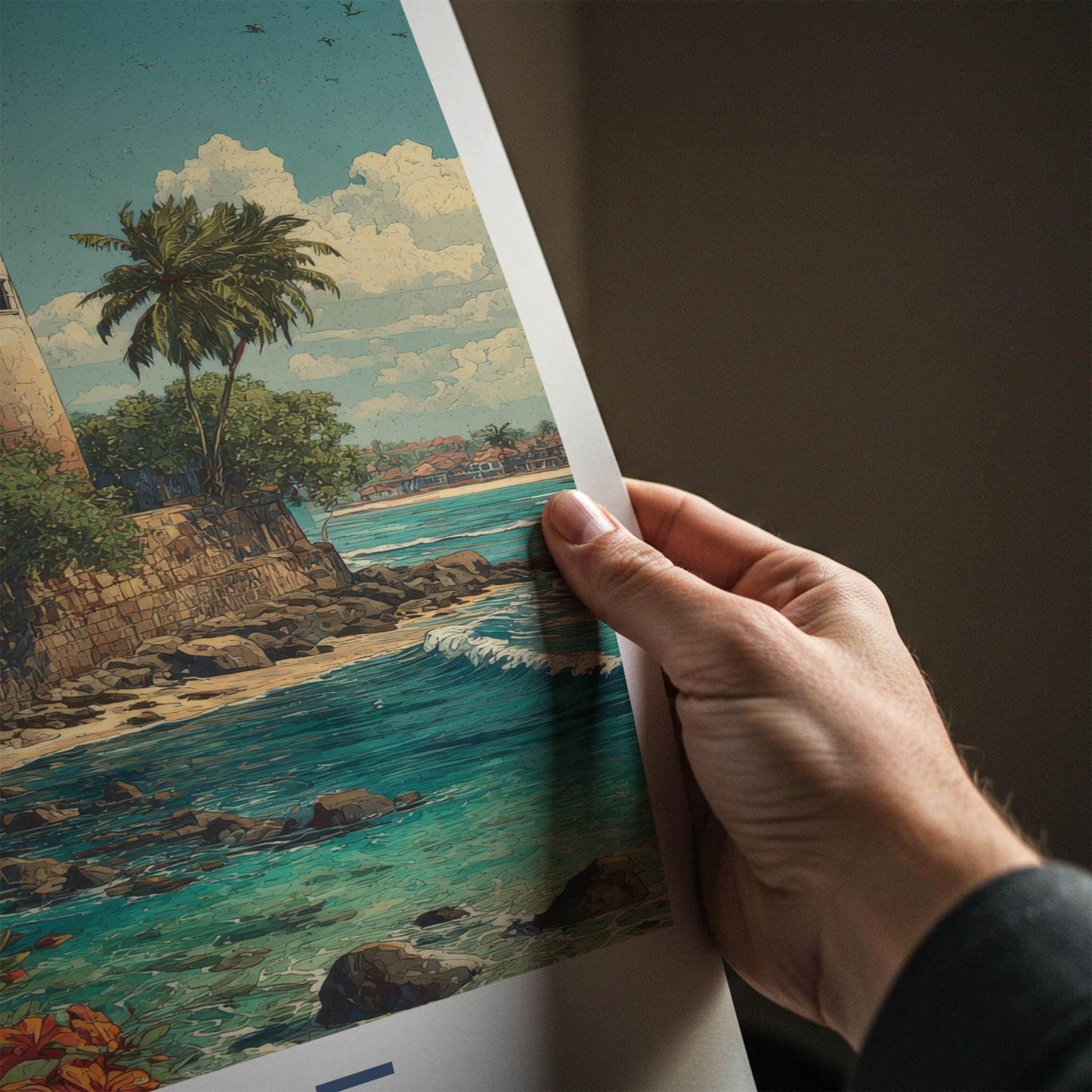 Galle Poster - Sri Lanka Travel Art - Tropical Coast Lighthouse Home Decor