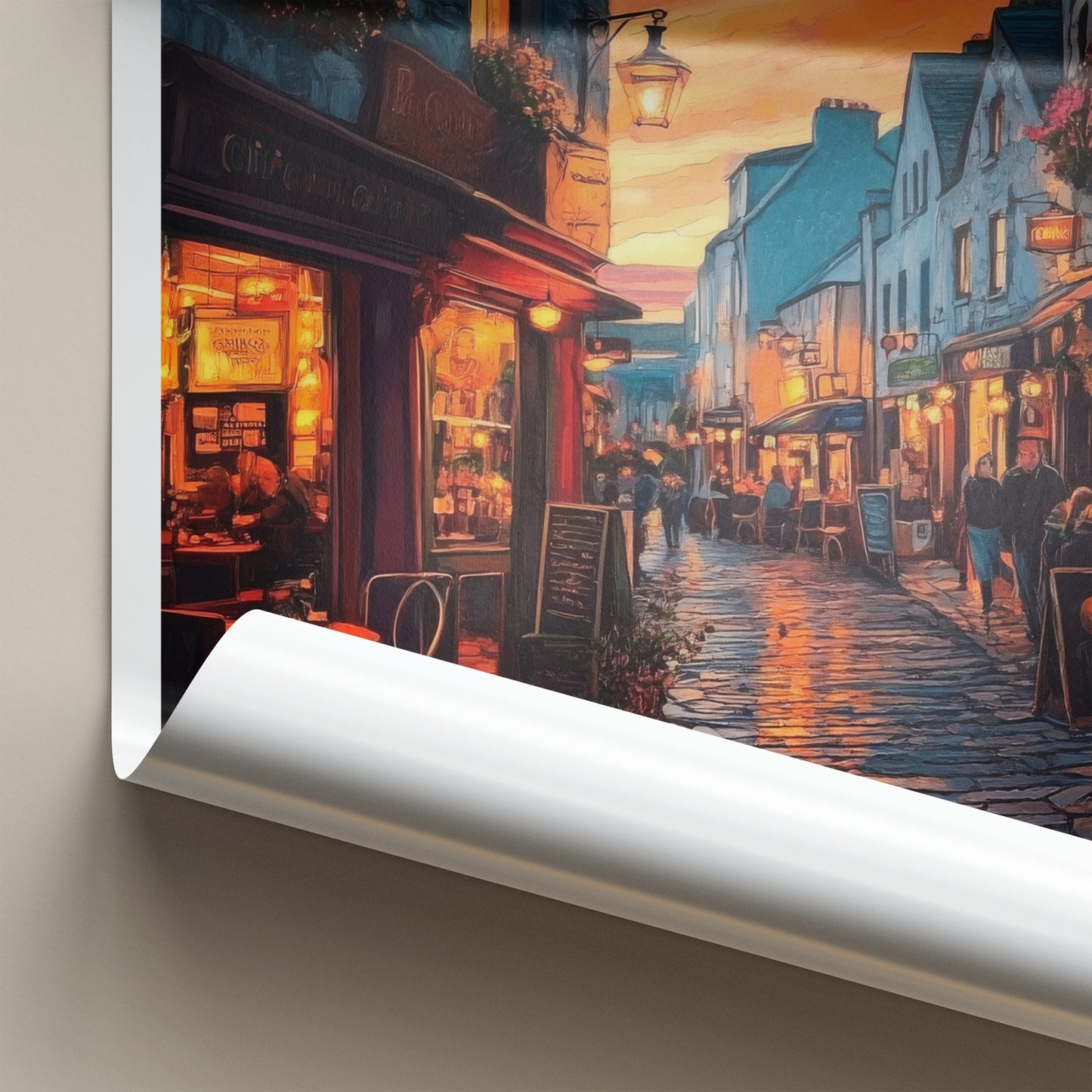 Galway Poster - Ireland Travel Art - Vibrant Alley Evening Home Decor