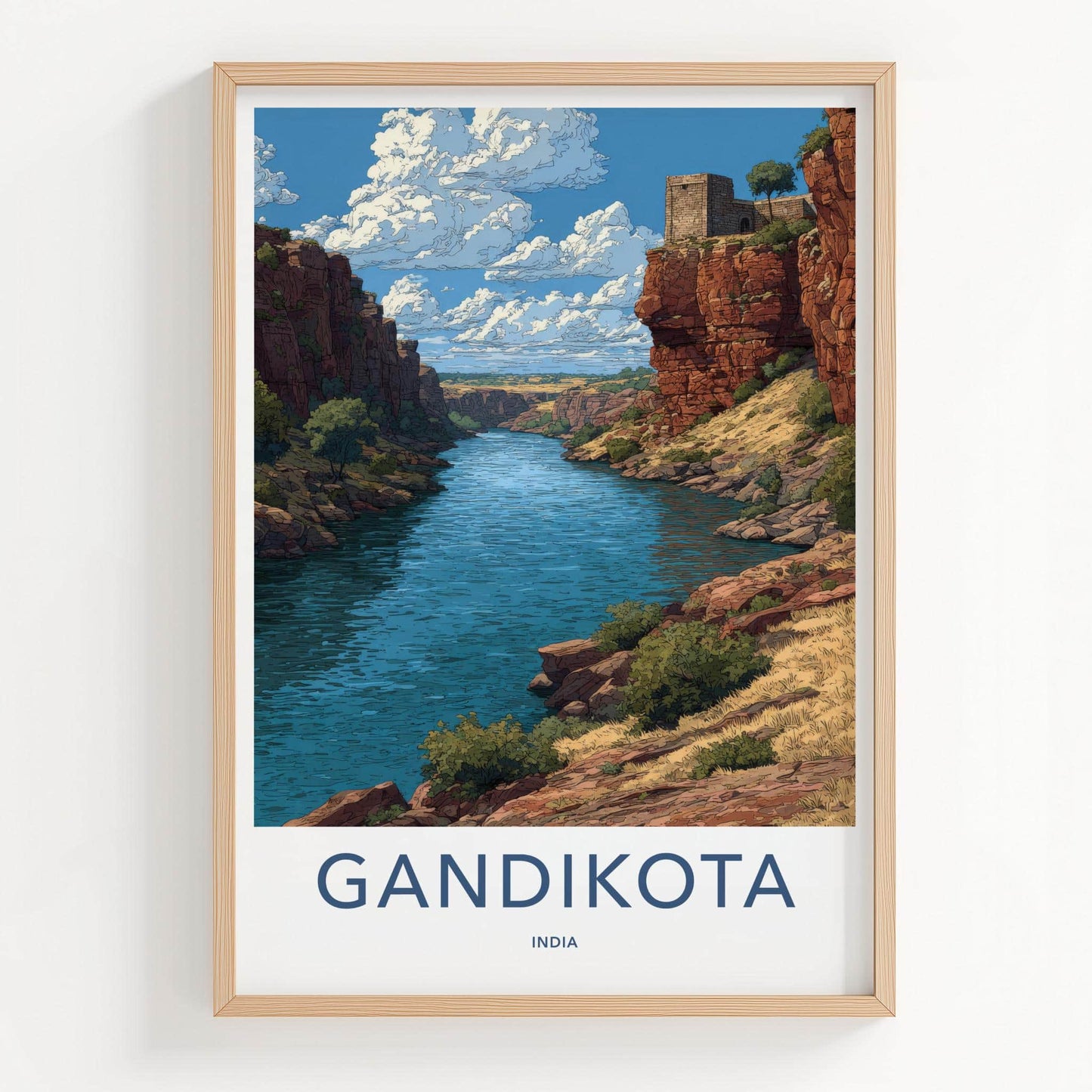 Gandikota Poster - India Travel Art - Andhra Pradesh Canyon Fortress Wall Decor