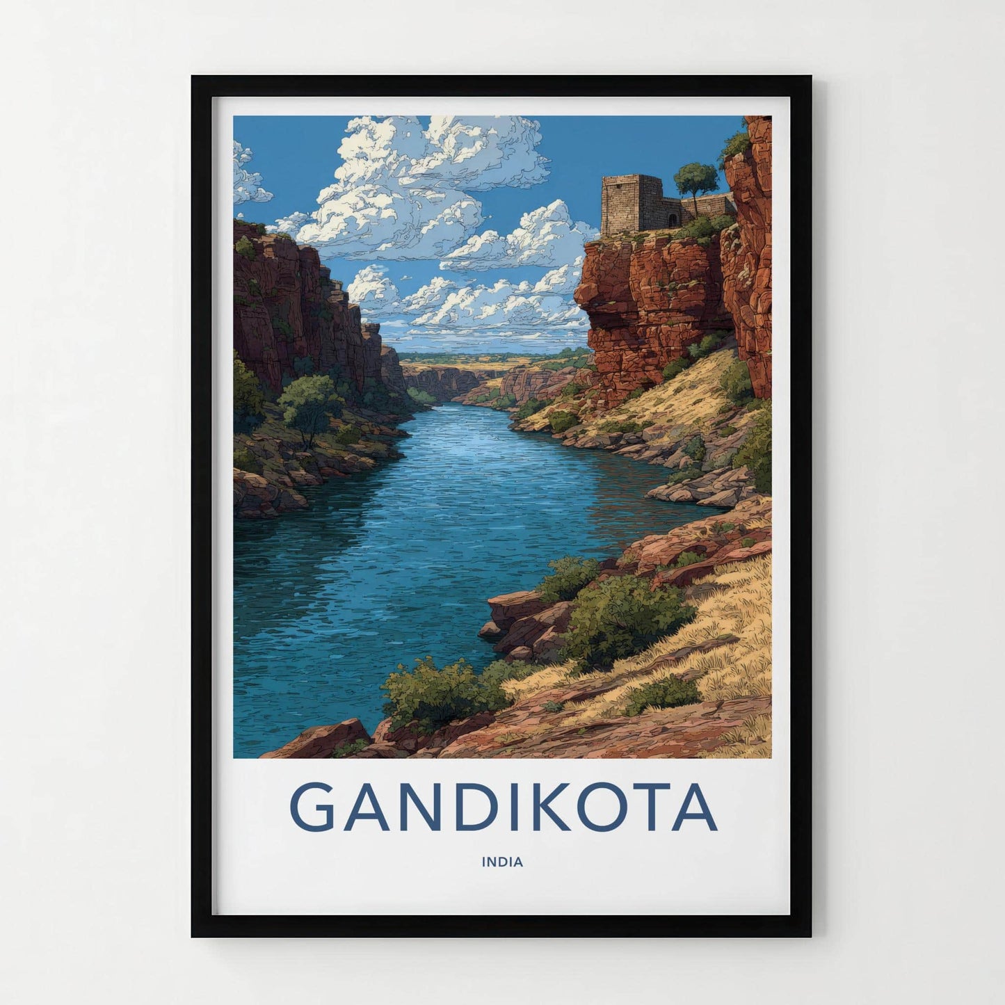 Gandikota Poster - India Travel Art - Andhra Pradesh Canyon Fortress Wall Decor