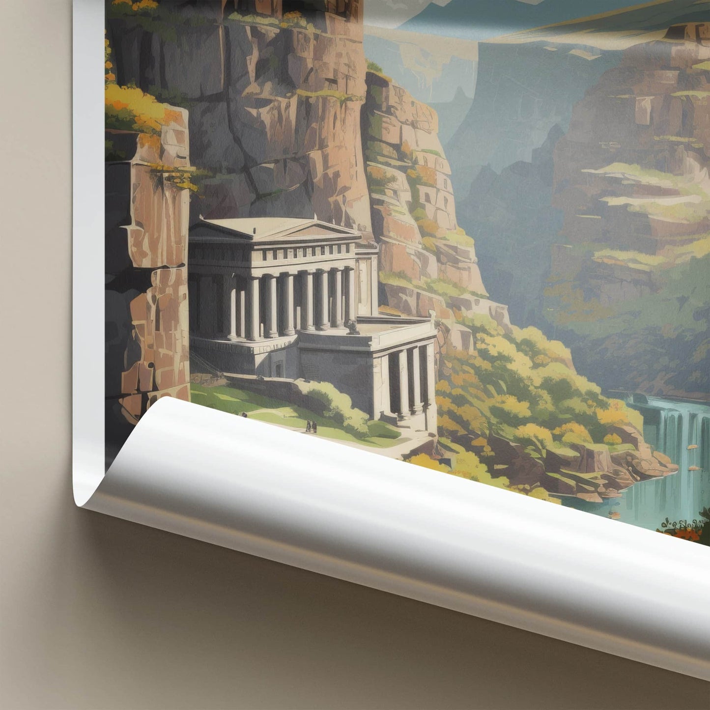 Garni Gorge Poster - Armenia Travel Art - Ancient Temple Waterfall Home Decor