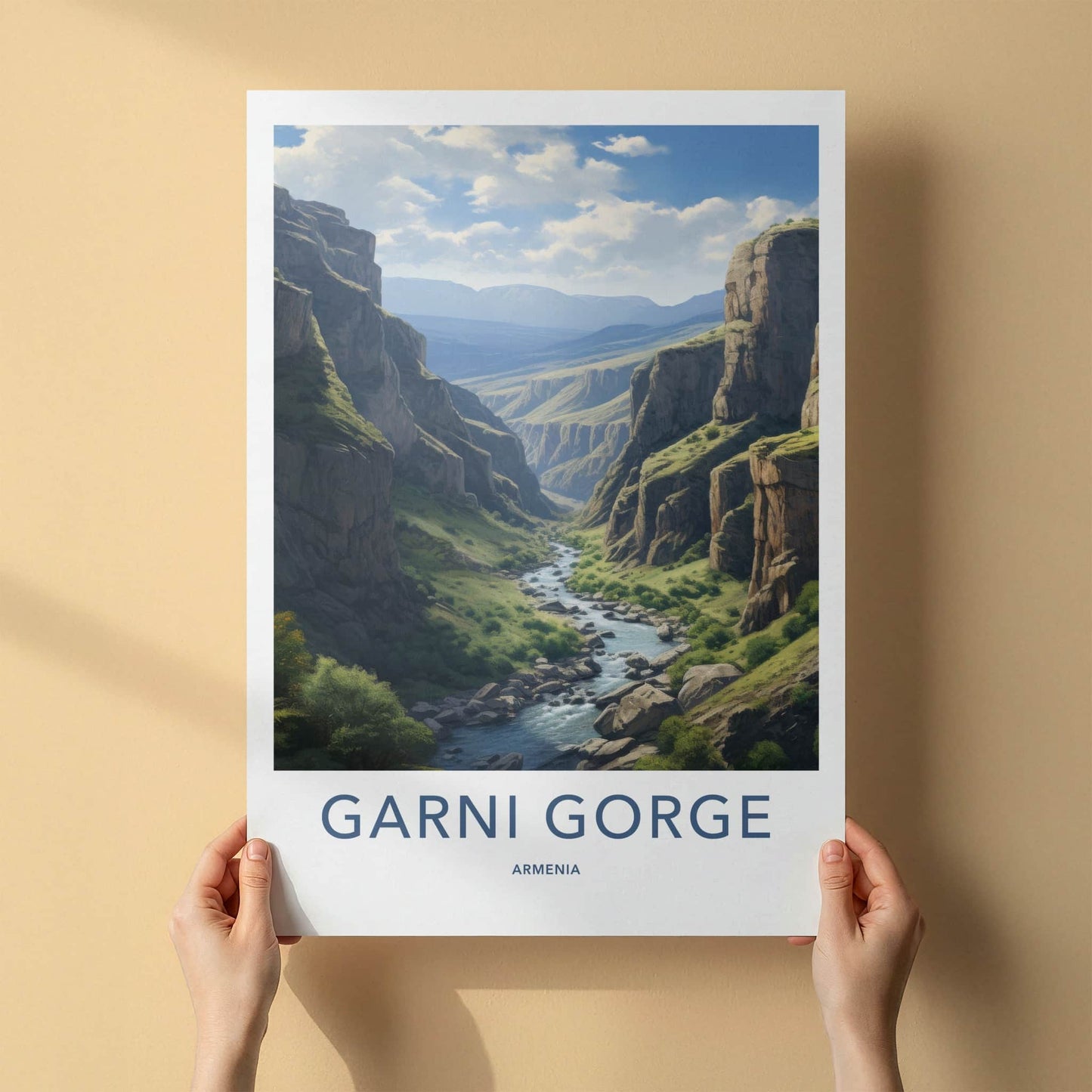 Garni Gorge Poster - Armenia Travel Art - Deep River Canyon Wall Decor