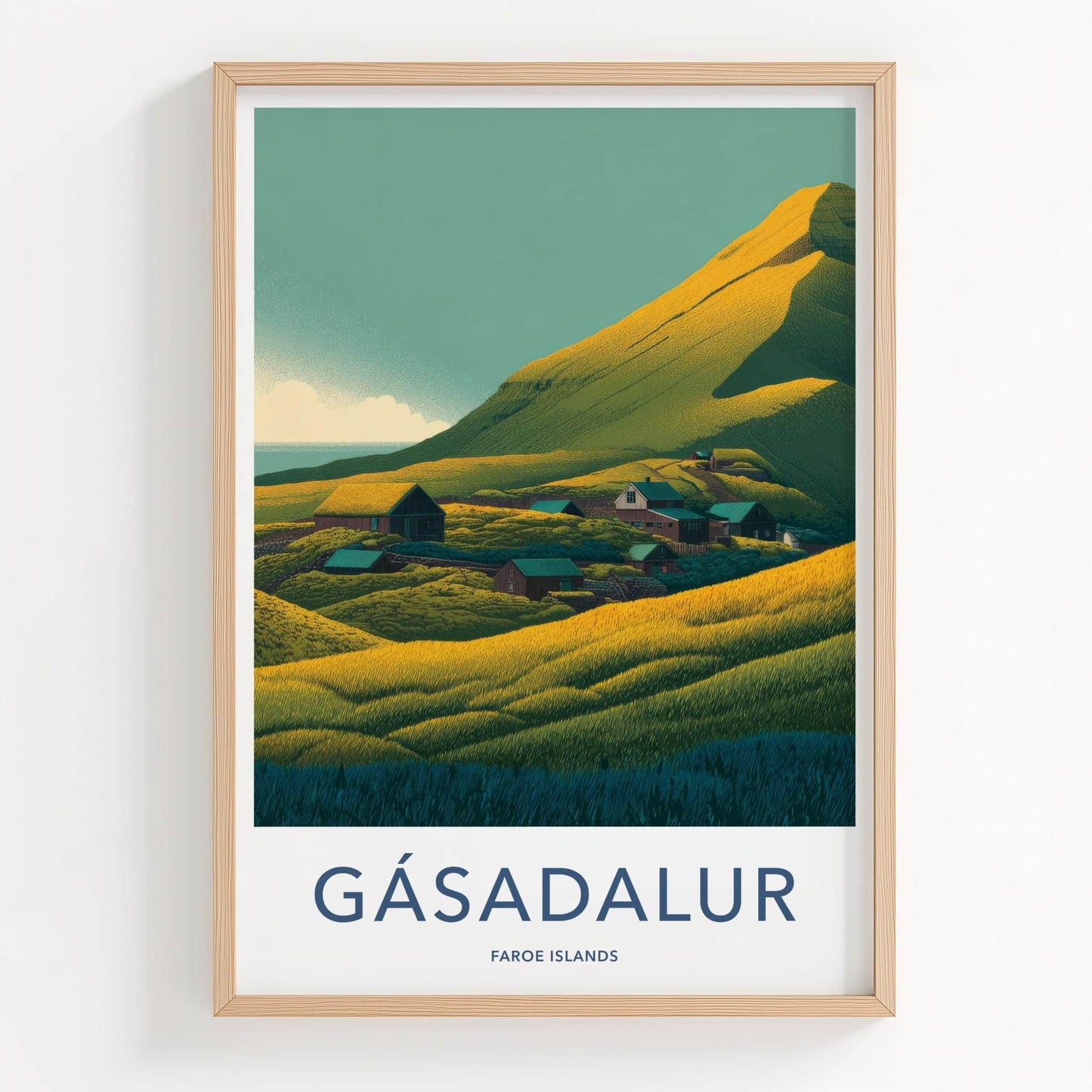 Gasadalur Poster - Faroe Islands Travel Art - Green Hills Village Home Decor