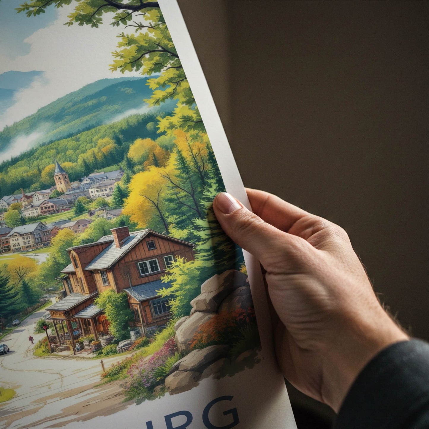 Gatlinburg Poster - Tennessee Travel Art - Autumn Mountain Town Wall Decor
