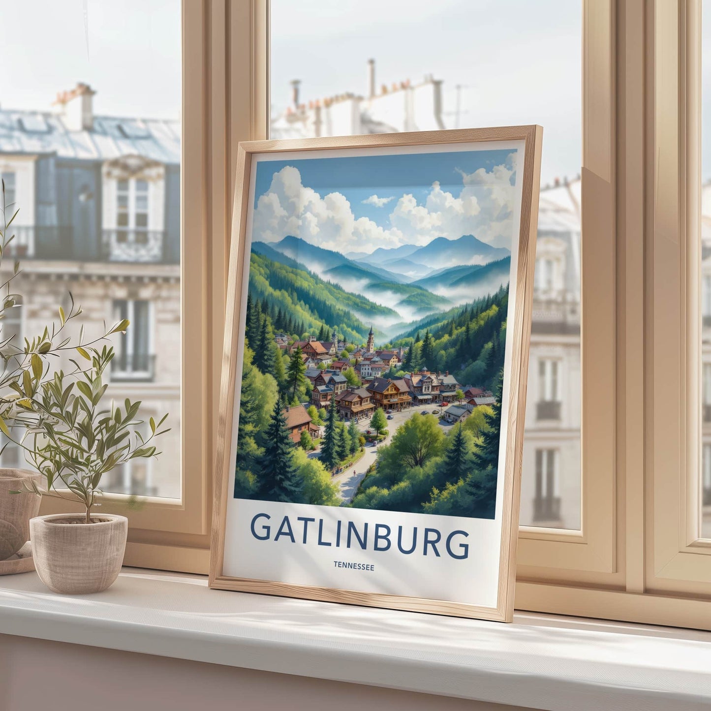 Gatlinburg Poster - Tennessee Travel Art - Smoky Mountains Town Wall Decor