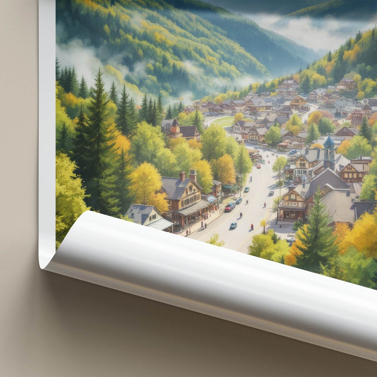 Gatlinburg Poster - Tennessee Wall Art - Autumn Mountain Town Home Decor